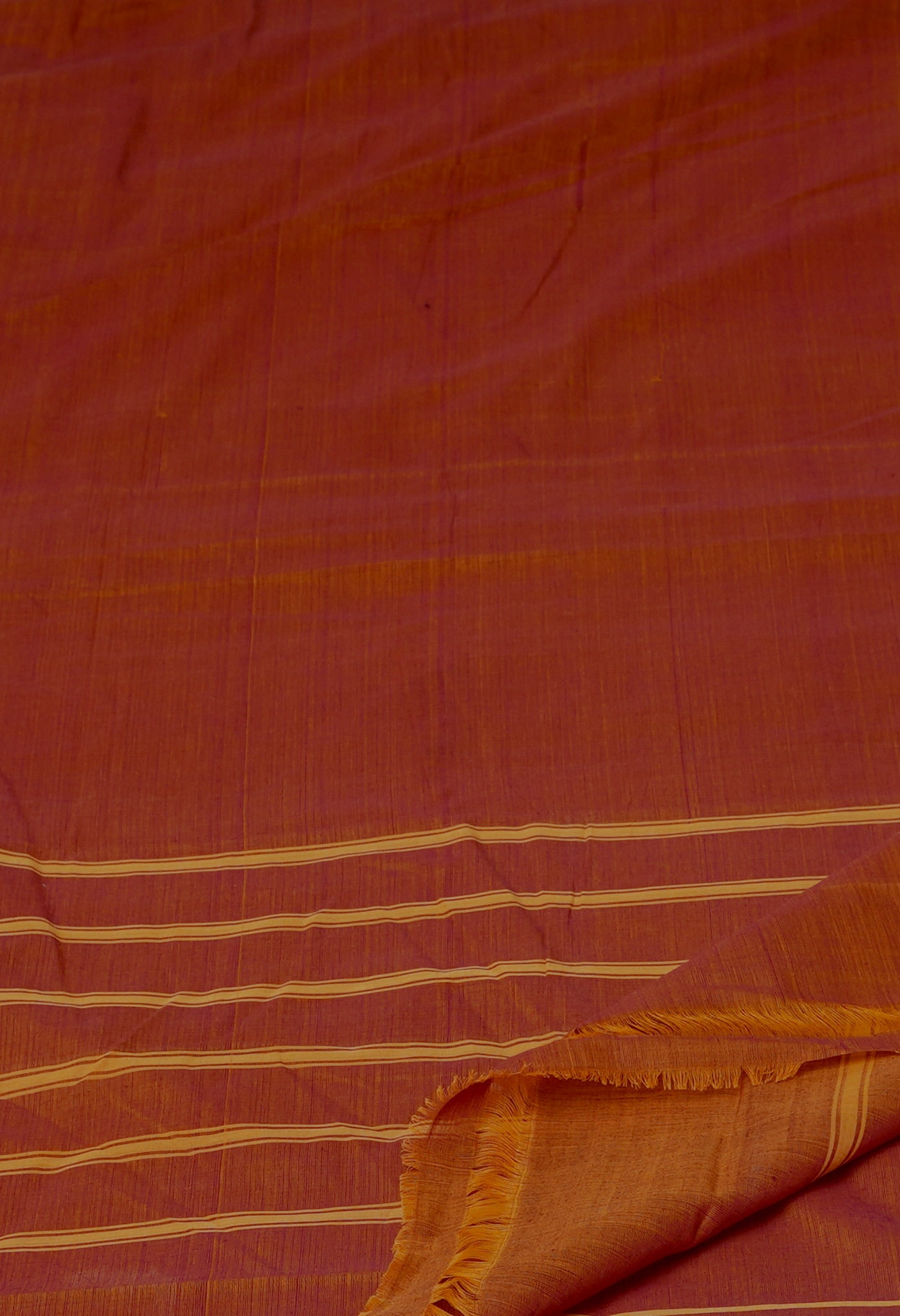 Orange-Maroon Pure Andhra Handloom Cotton Saree