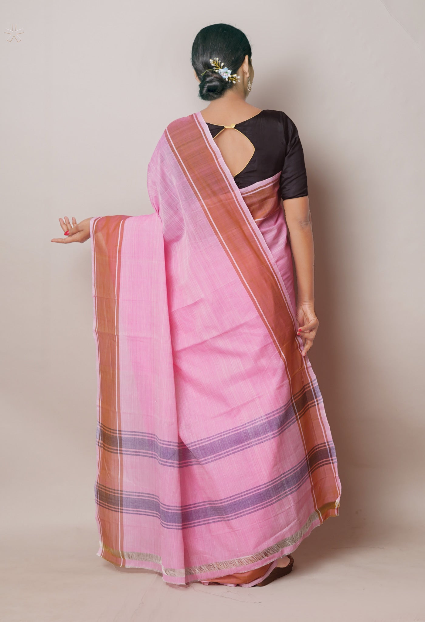 Pink Pure Handloom Andhra Cotton Saree