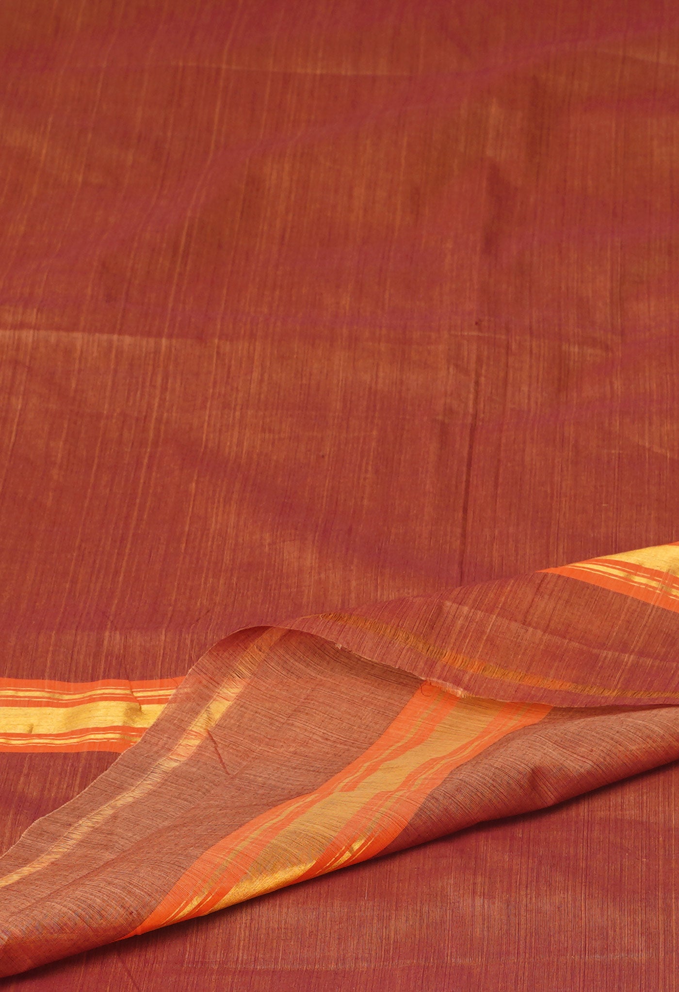 Cream-Orange Pure Andhra Handloom Cotton Saree