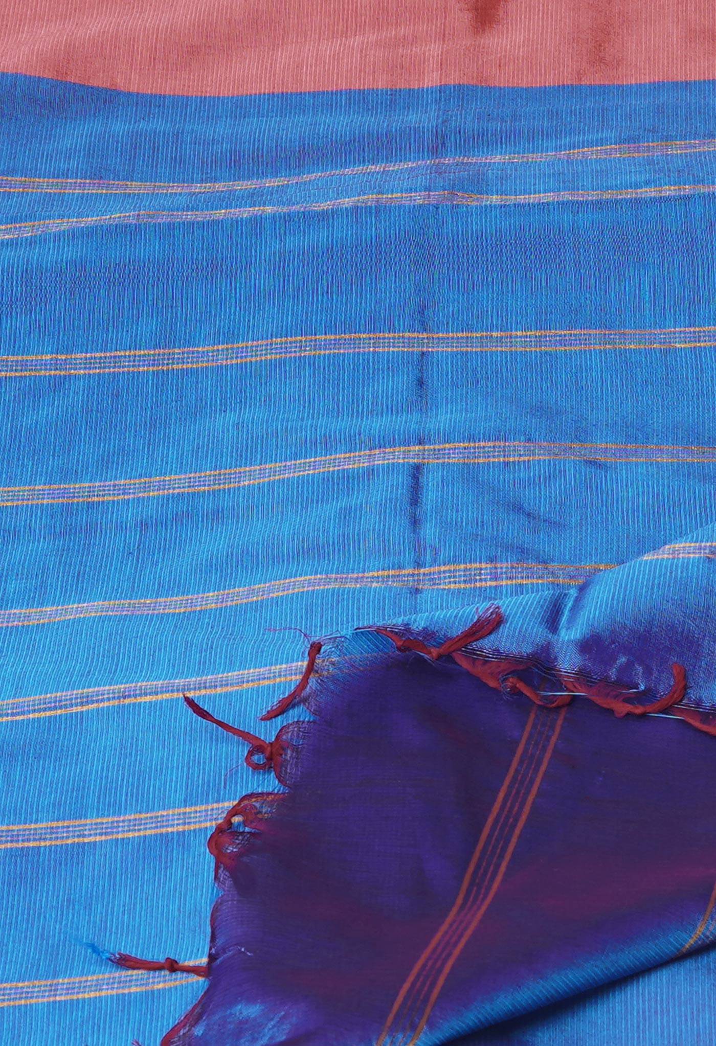 Peach Red Pure Handloom Narayanpet Silk Saree-UNM74393