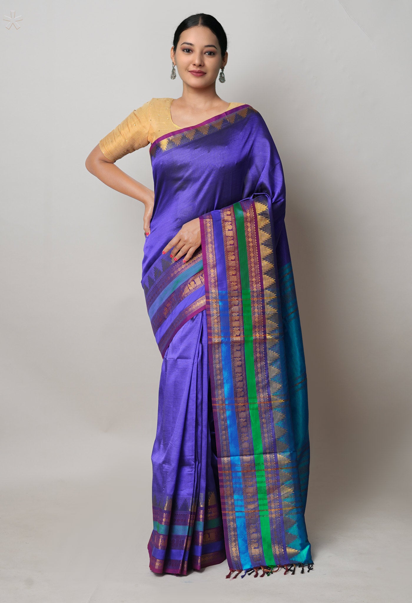 Violet Pure Handloom Narayanpet Silk Saree-UNM74408