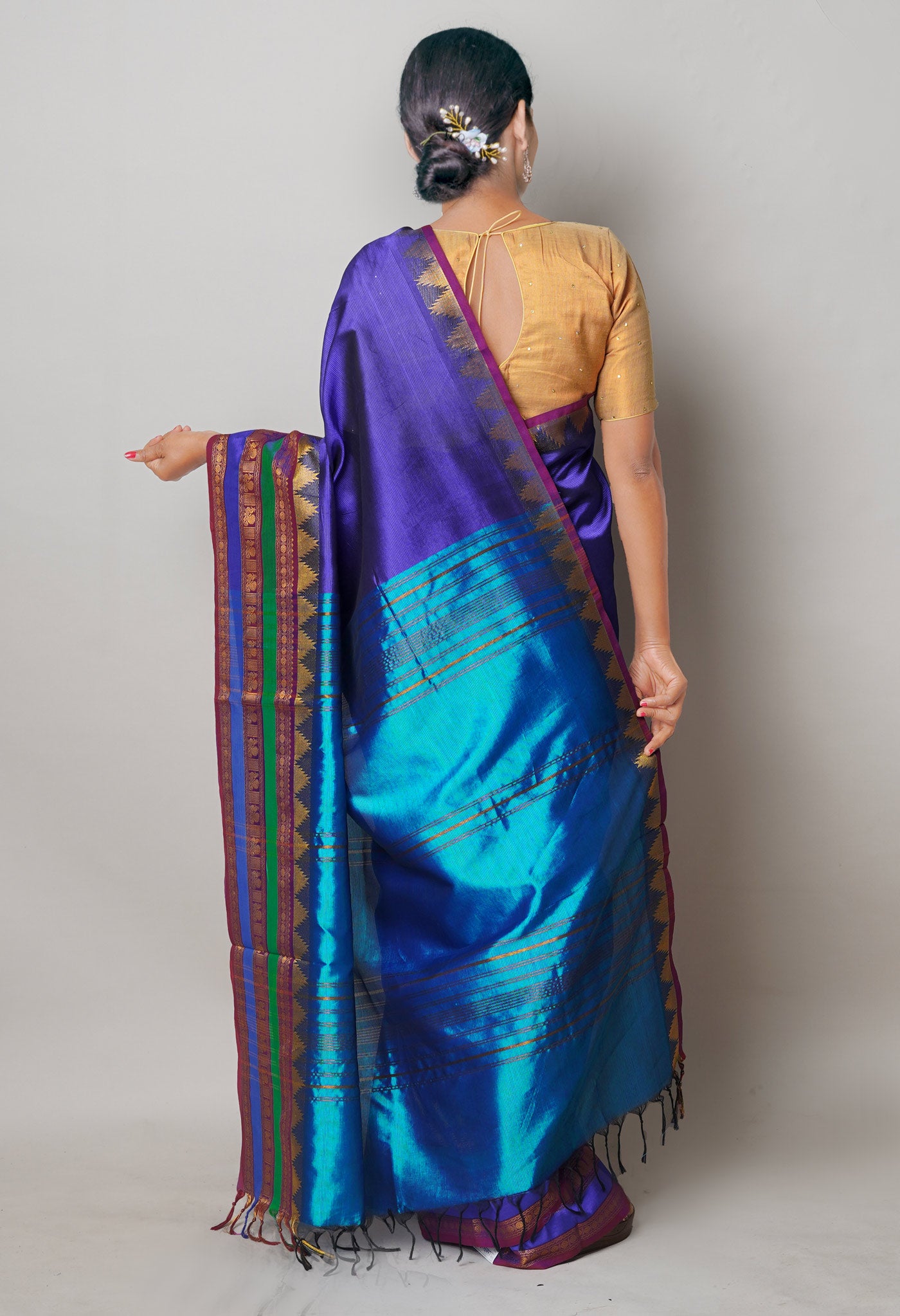 Violet Pure Handloom Narayanpet Silk Saree-UNM74408