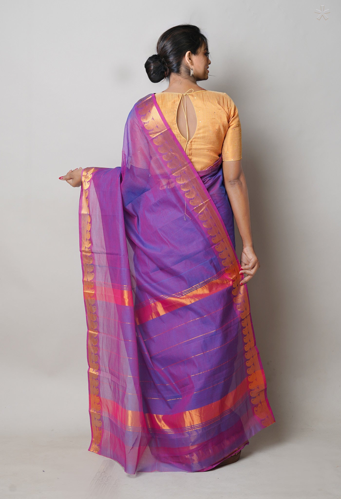 Purple Pure Handloom Mangalgiri Cotton Saree-UNM74440