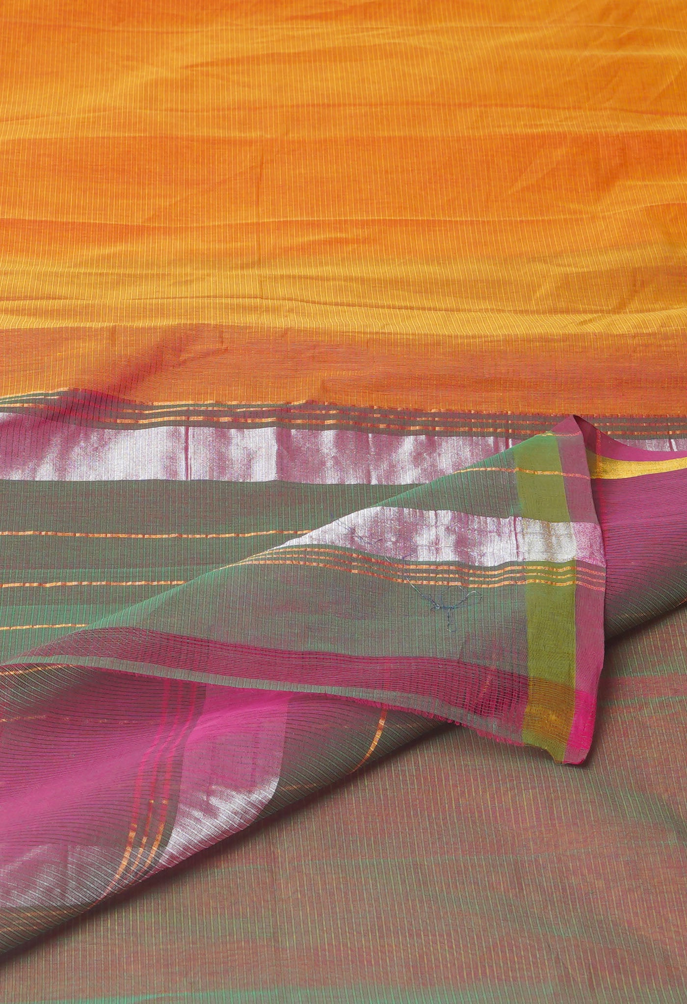 Orange Pure Handloom Cotton Saree