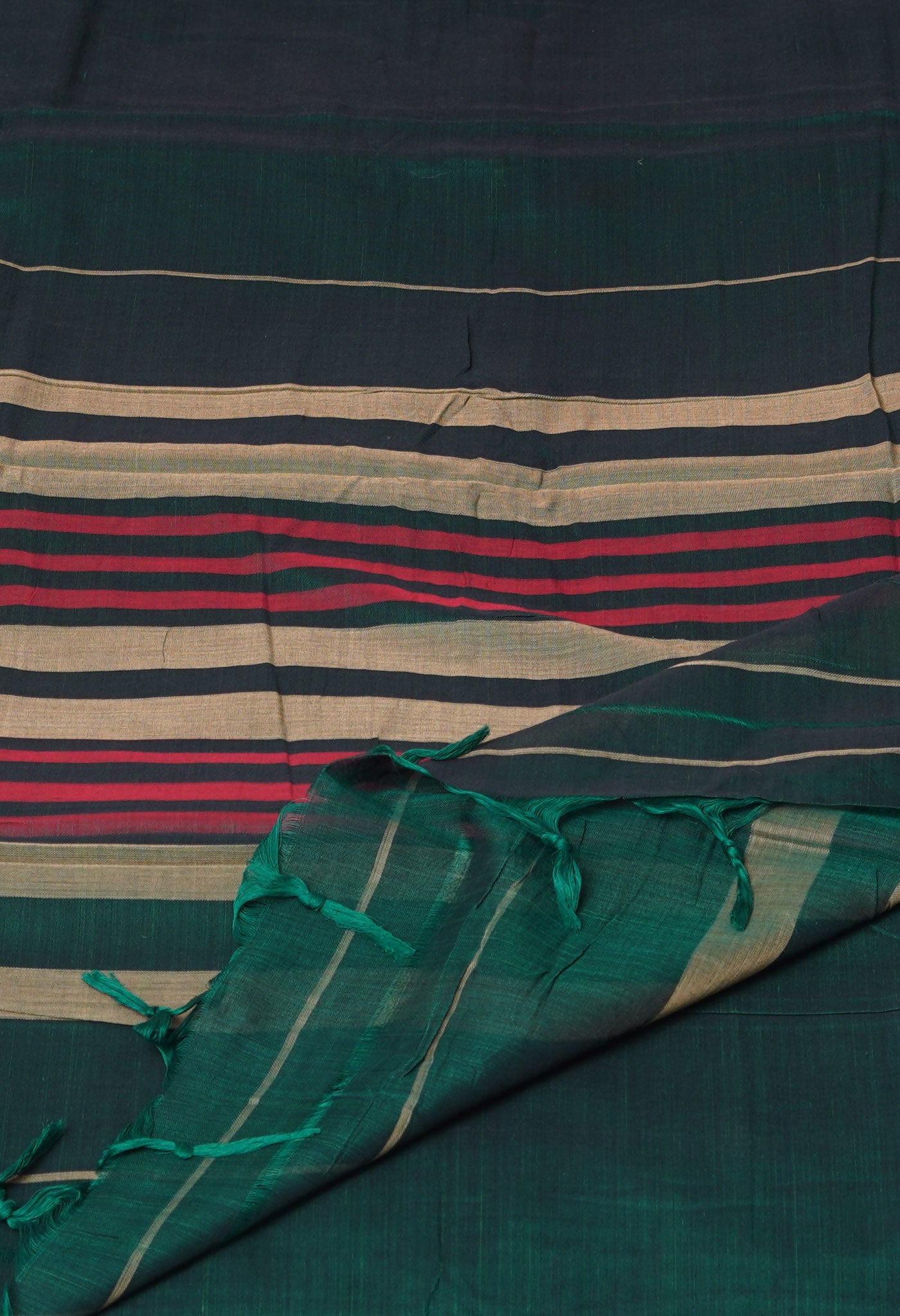 Dark Green Pure Handloom Narayani Cotton Saree