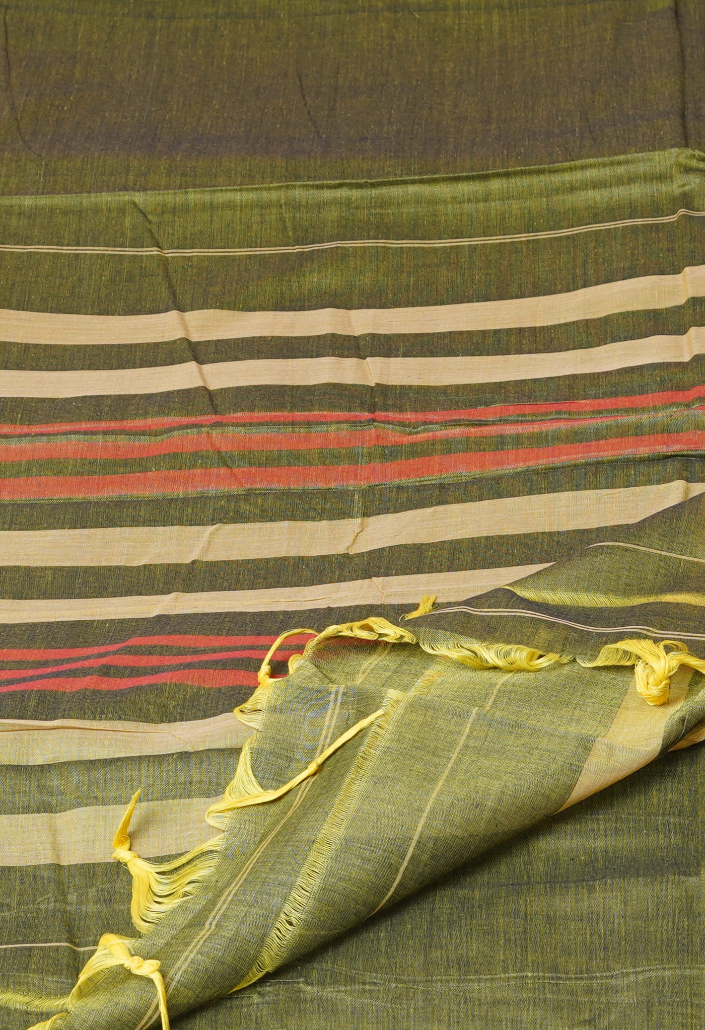 Mehndi Green Pure Handloom Narayani Cotton Saree