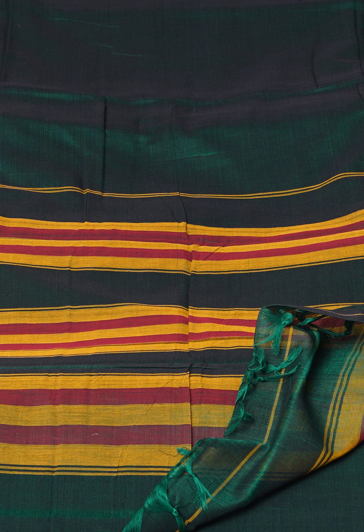 Dark Green Pure Handloom Narayani Cotton Saree