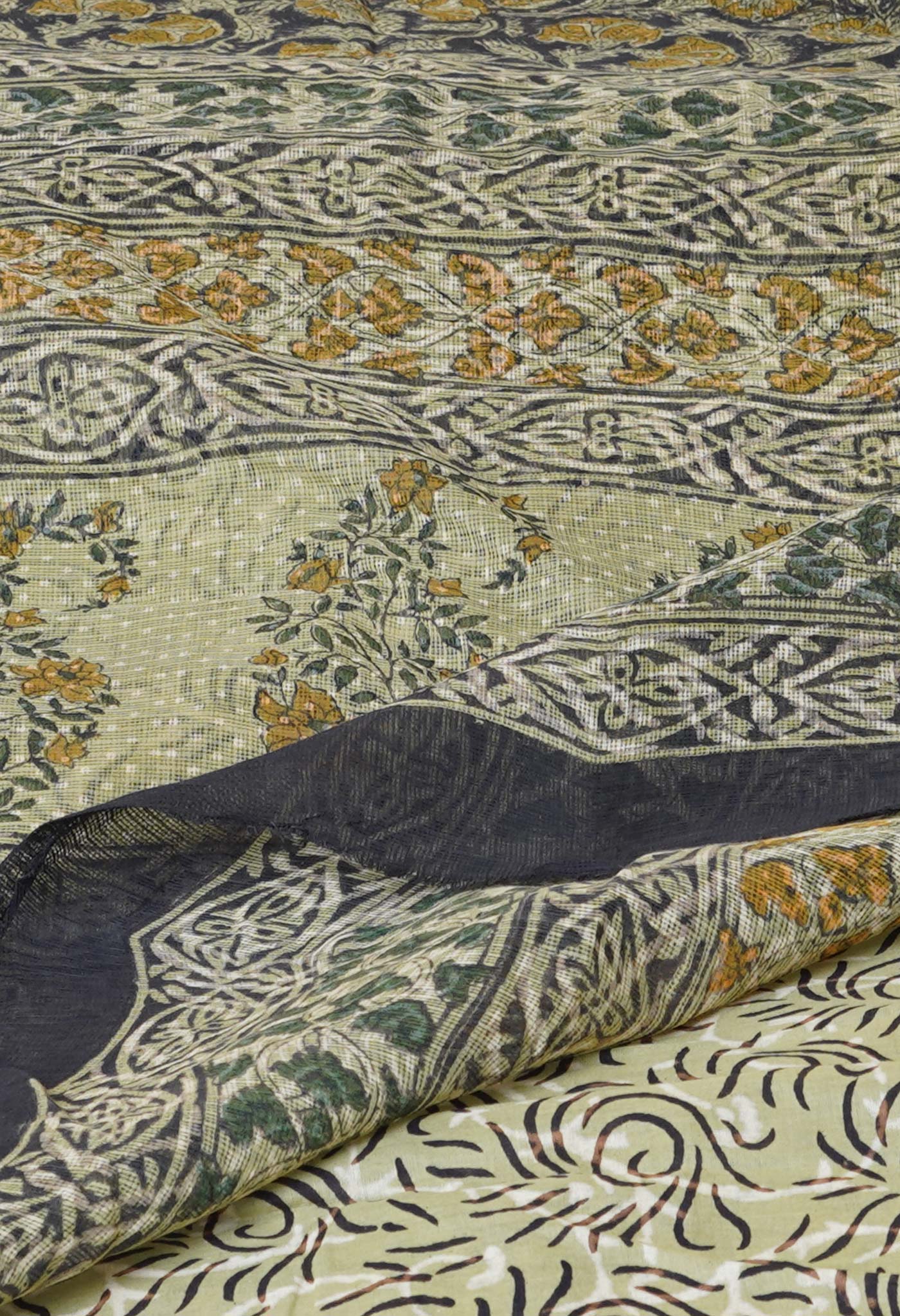 Multi Pure Discharge Bagru Printed Kota Saree