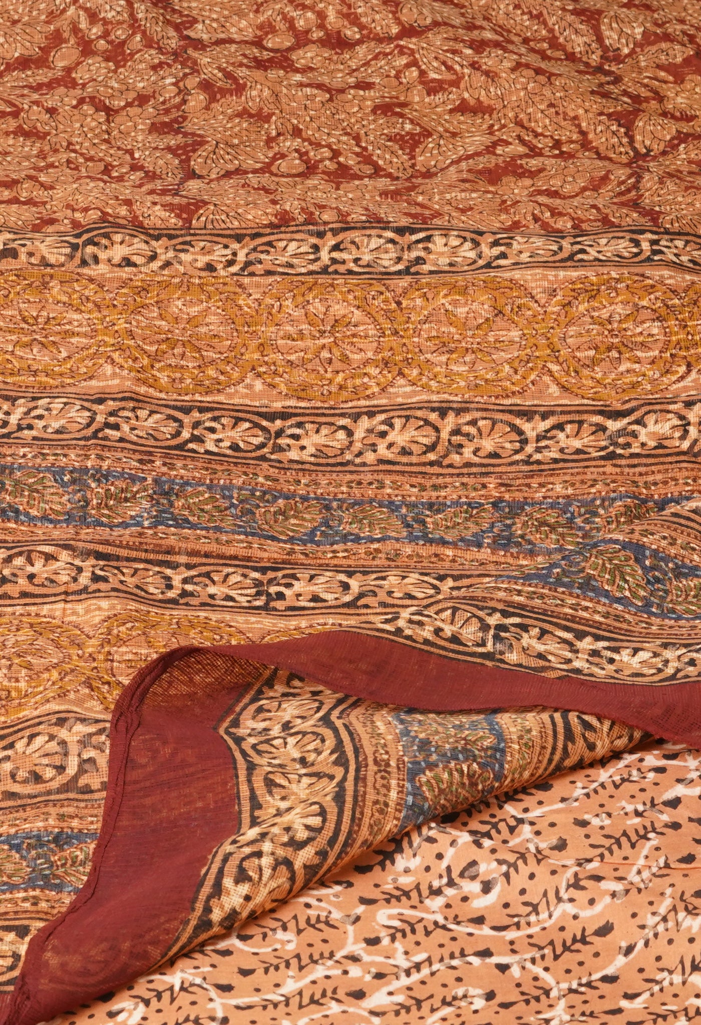 Multi Pure Discharge Bagru Printed Kota Saree