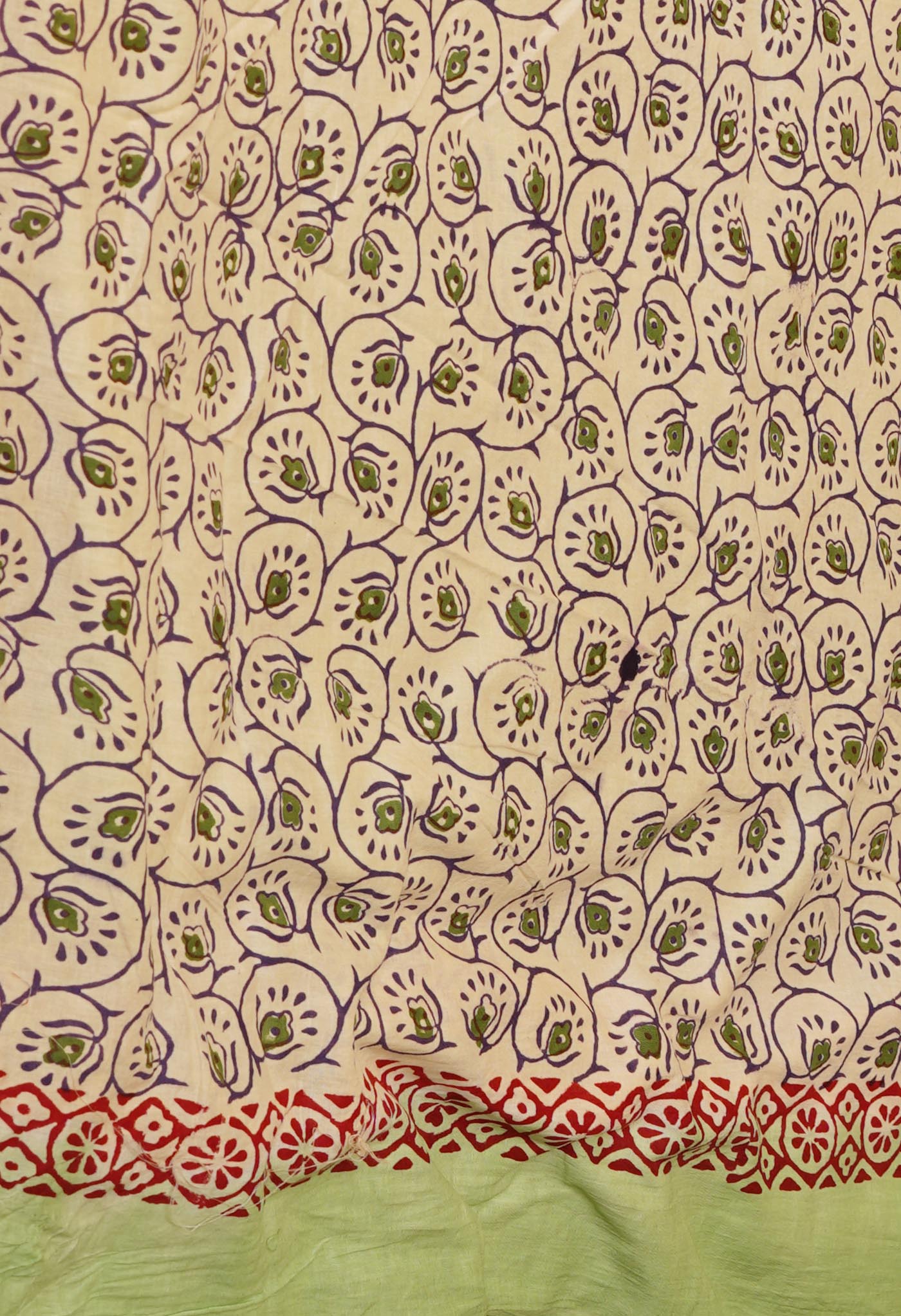 Green Pure Hand Block Printed Soft Cotton Saree