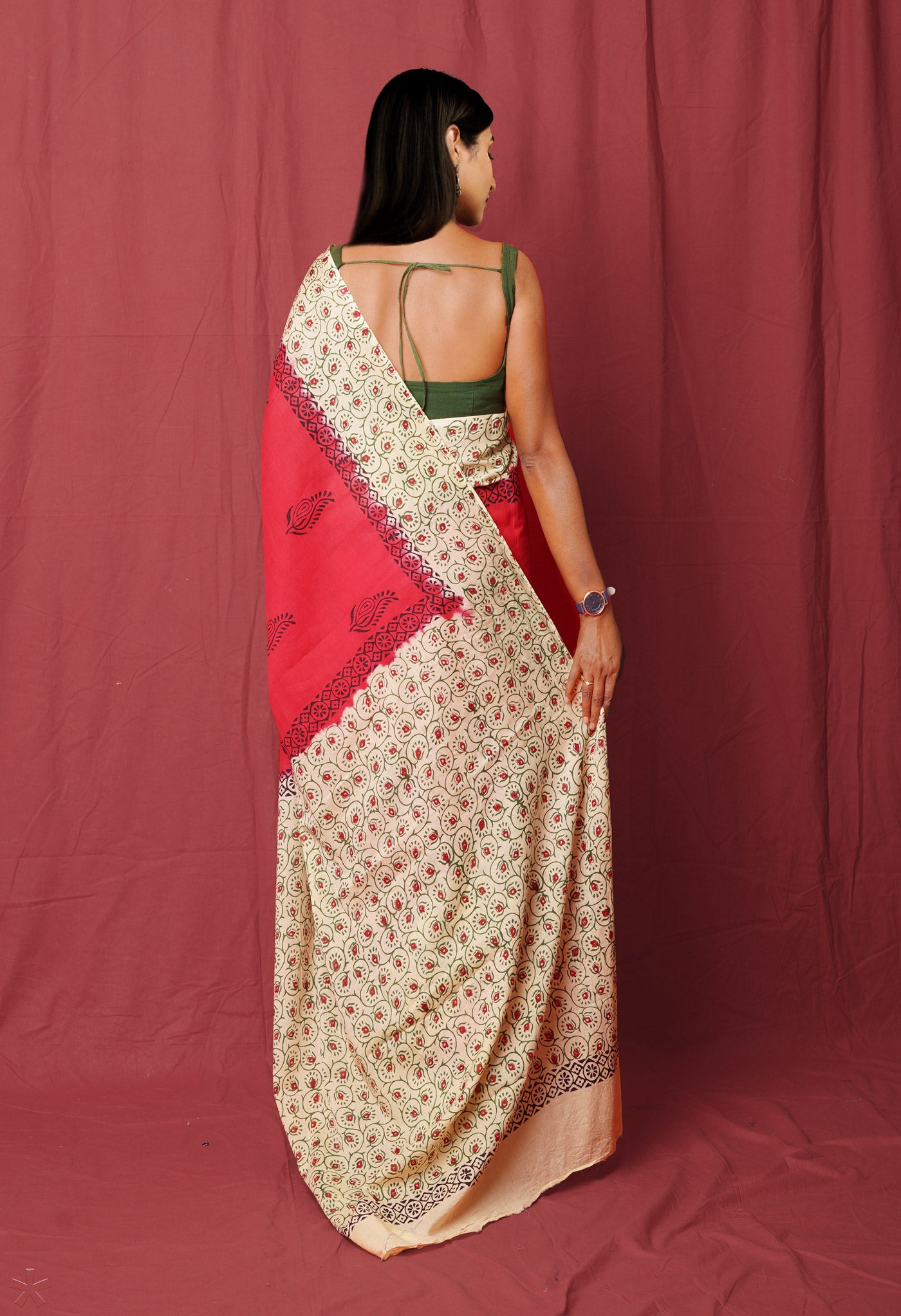 Pink Pure Hand Block Printed Soft Cotton Saree
