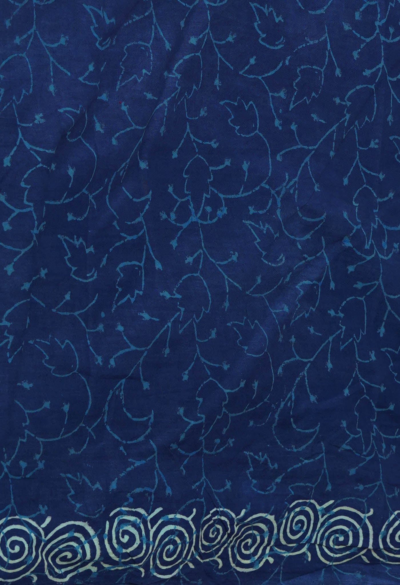 Navy Blue Pure Napthol Hand Block Pinted Superfine Mulmul Cotton Saree