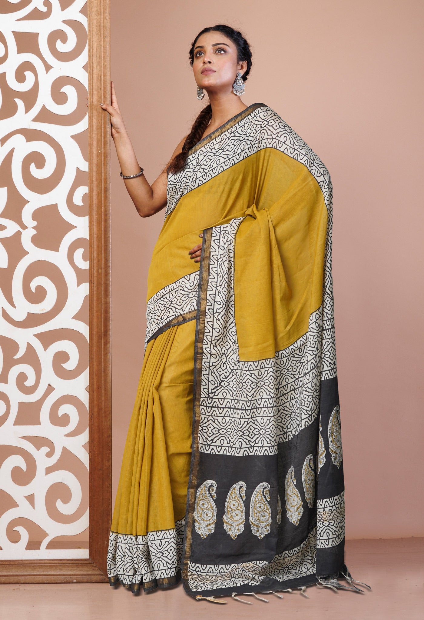 Green Bagh Printed Pashmina Sico Saree-UNM77298