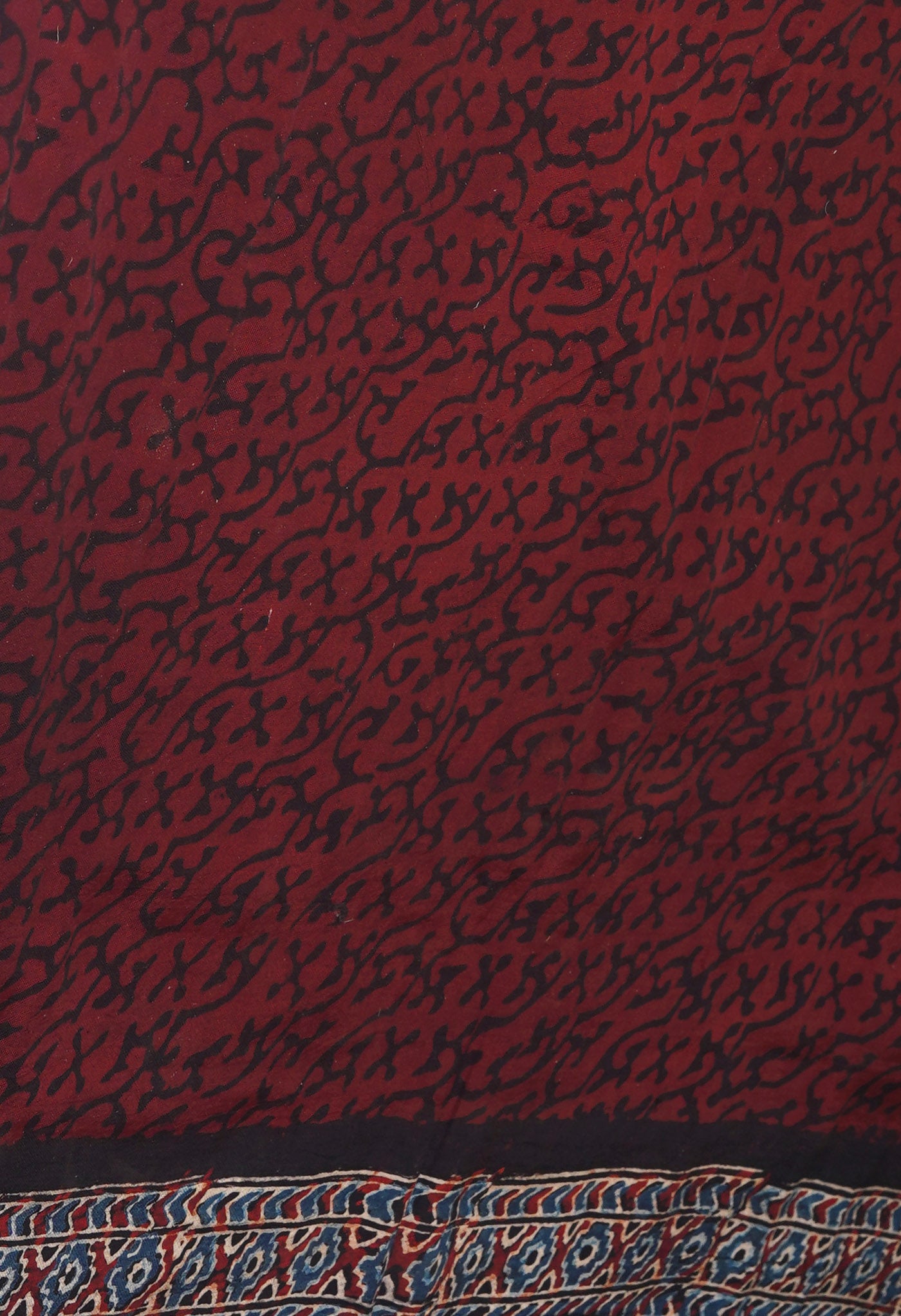 Red Pure  Ajrakh Printed Soft Silk Saree