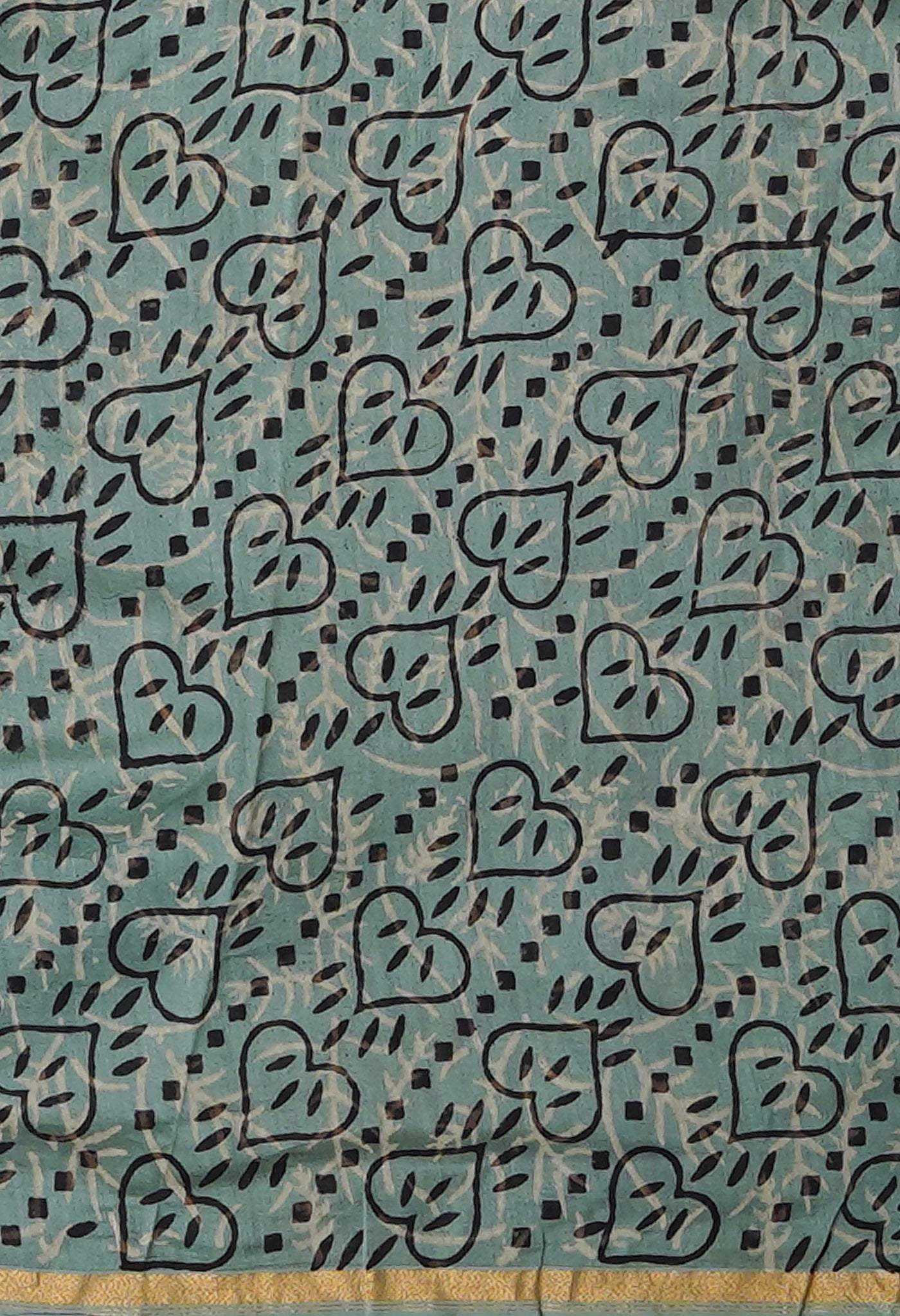 Blue-Grey Pure Bagru Kalamkari Printed Chanderi Sico Saree