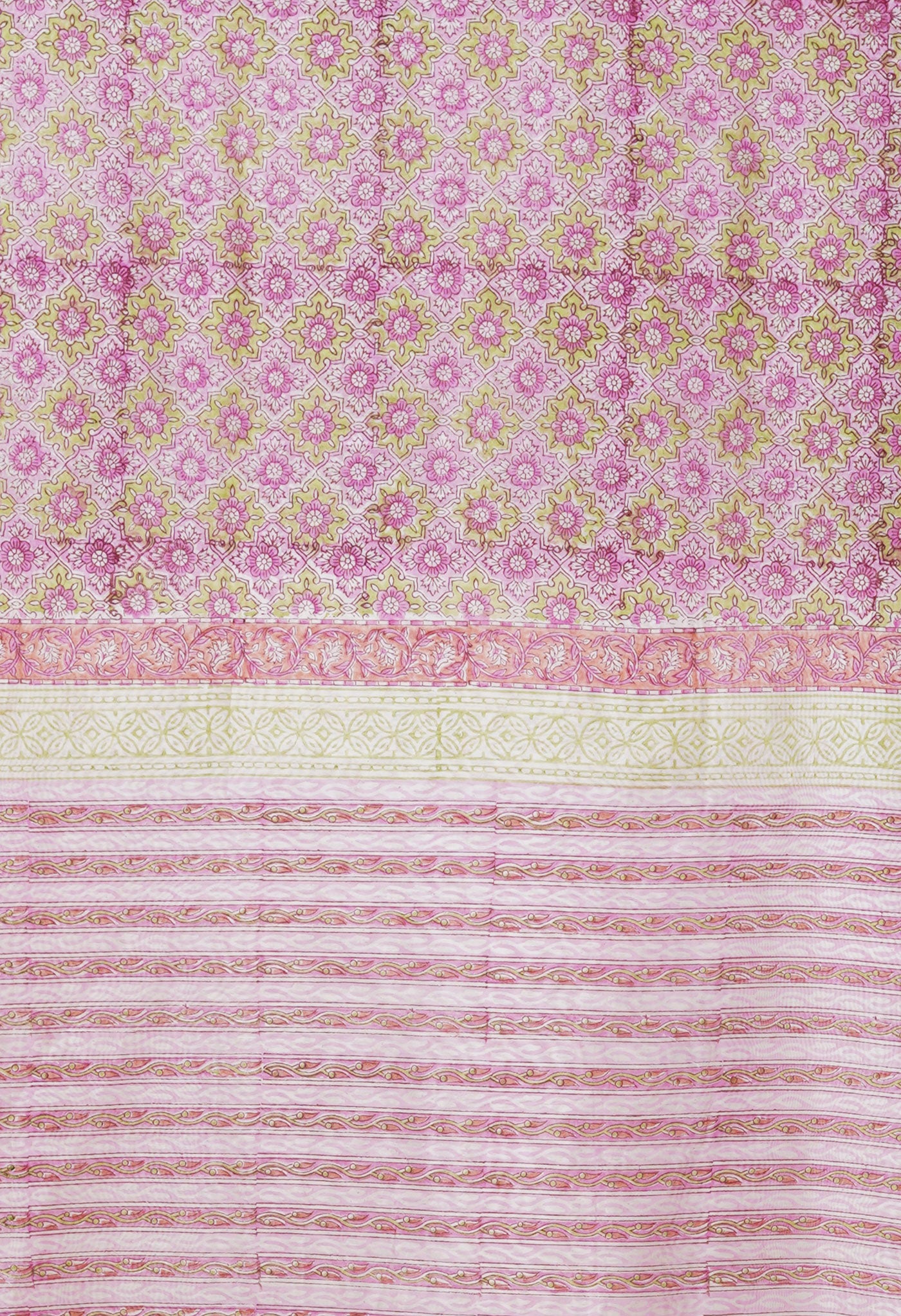 Pastel Pink Pure Hand Block Printed Chanderi Sico Saree-UNM77951