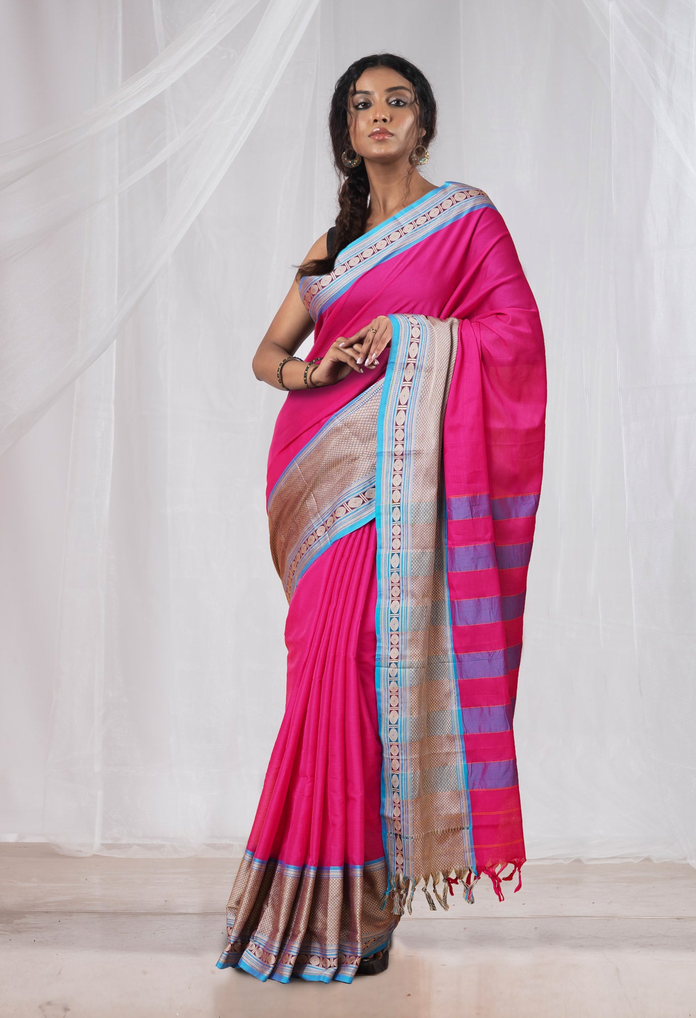 Pink Pure Handloom Narayani Cotton Saree-UNM78256