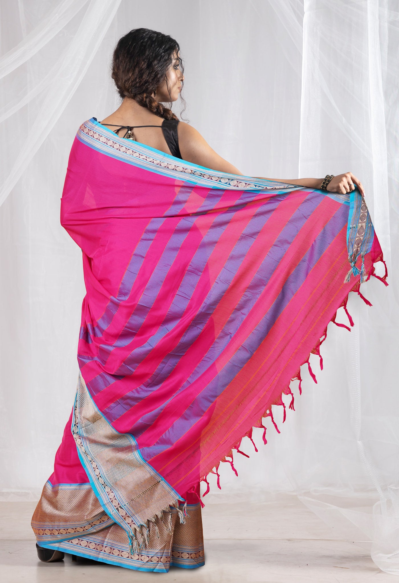 Pink Pure Handloom Narayani Cotton Saree-UNM78256