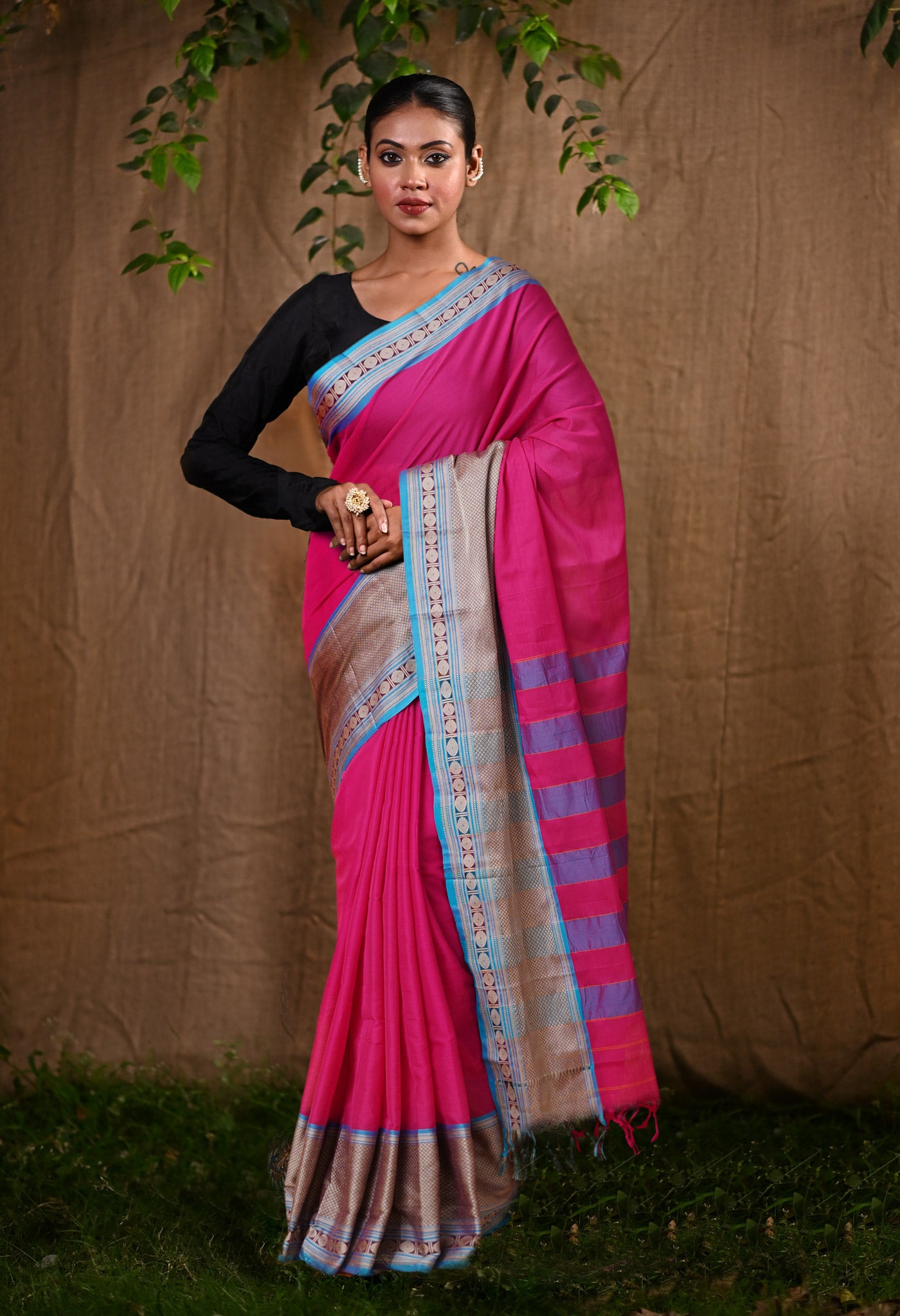 Pink Pure Handloom Narayani Cotton Saree-UNM78256