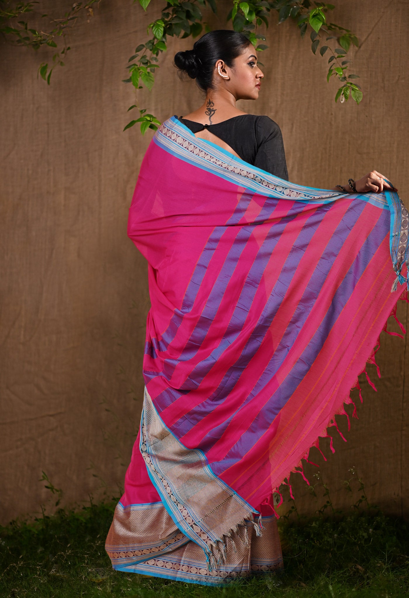 Pink Pure Handloom Narayani Cotton Saree-UNM78256