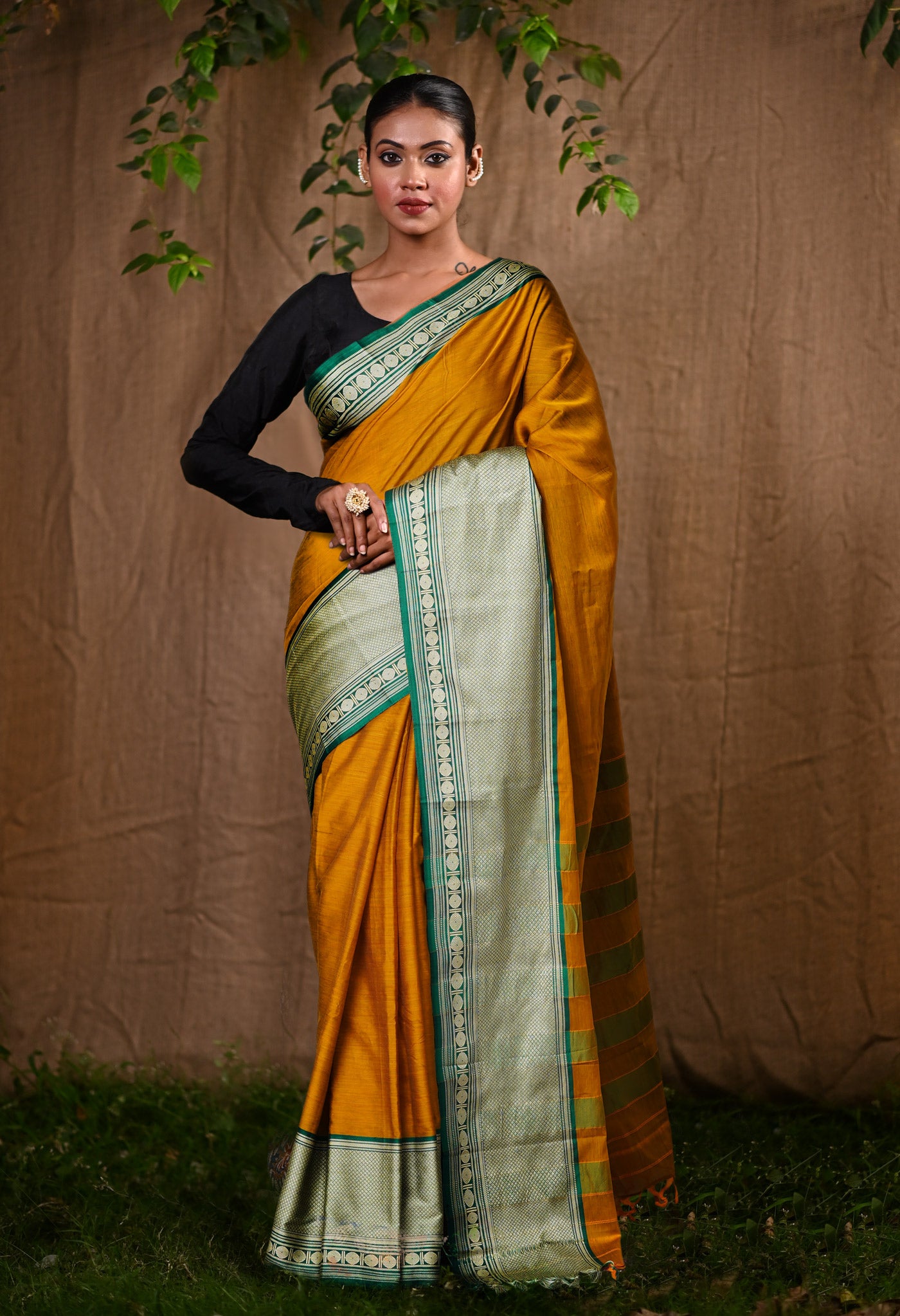 Yellow Pure Handloom Narayani Cotton Saree-UNM78260
