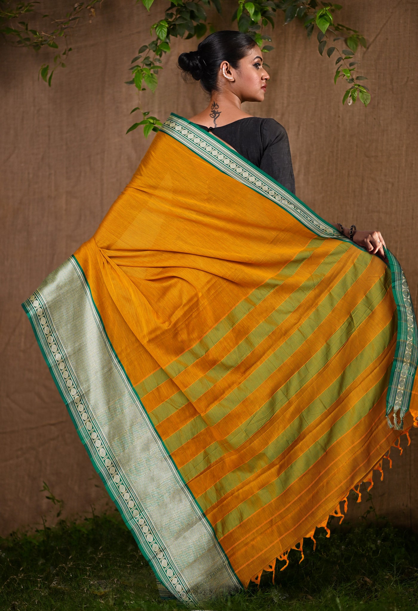 Yellow Pure Handloom Narayani Cotton Saree-UNM78260