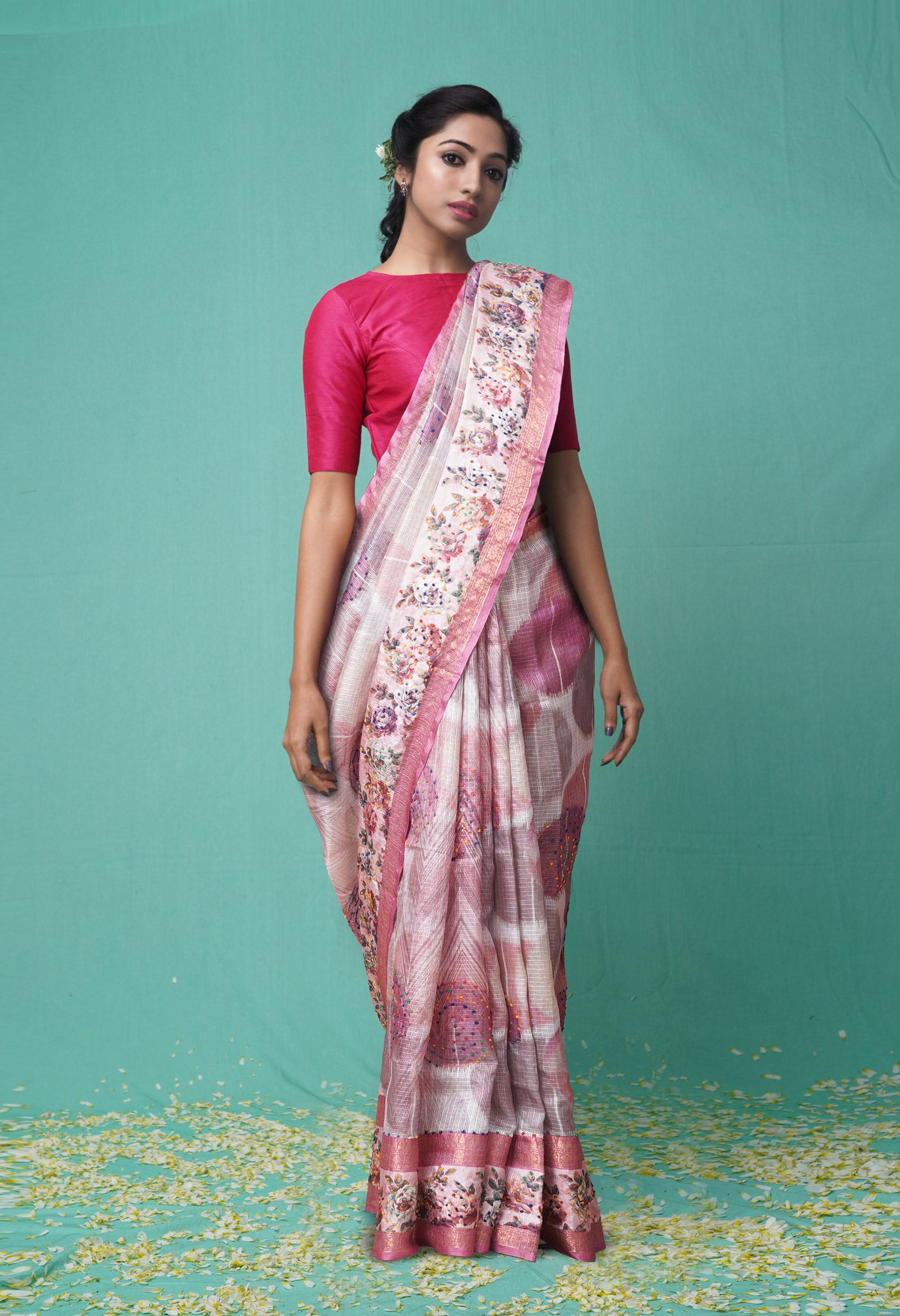 Multi Pure French Knot Work Kota Silk Saree-UNM78341