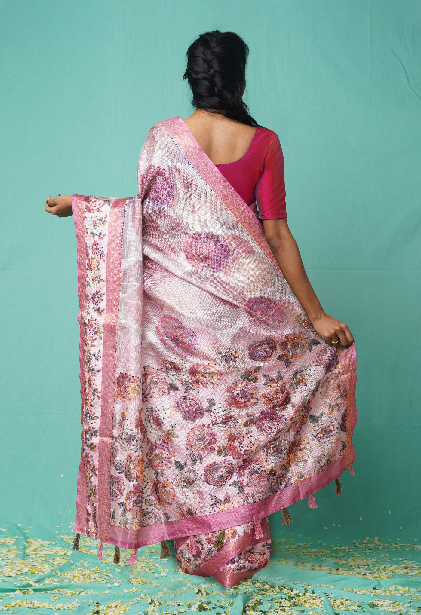 Multi Pure French Knot Work Kota Silk Saree-UNM78341