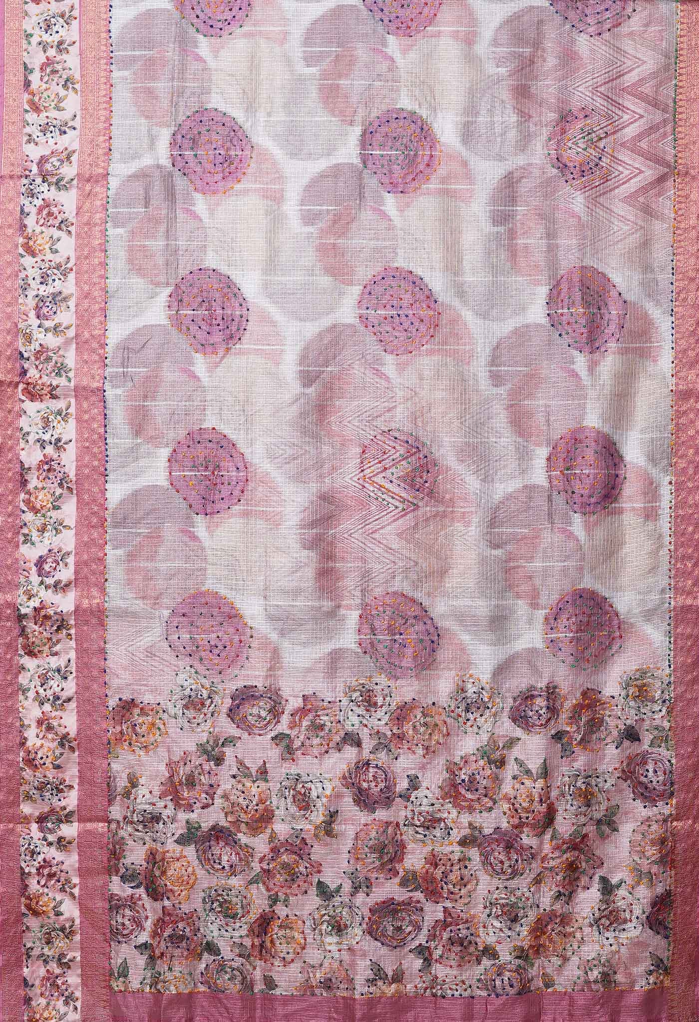 Multi Pure French Knot Work Kota Silk Saree-UNM78341