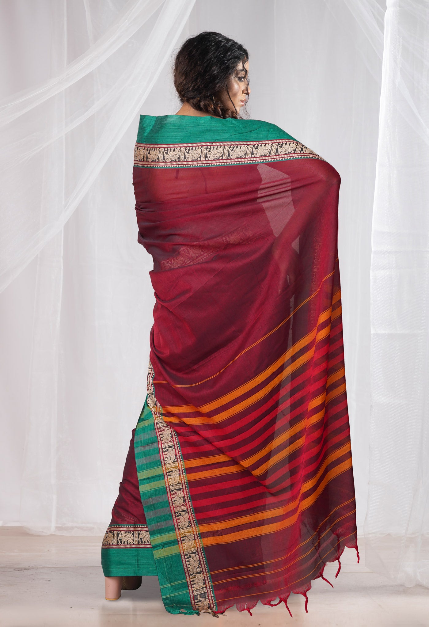 Pink Pure Handloom Narayani Cotton Saree-UNM78370