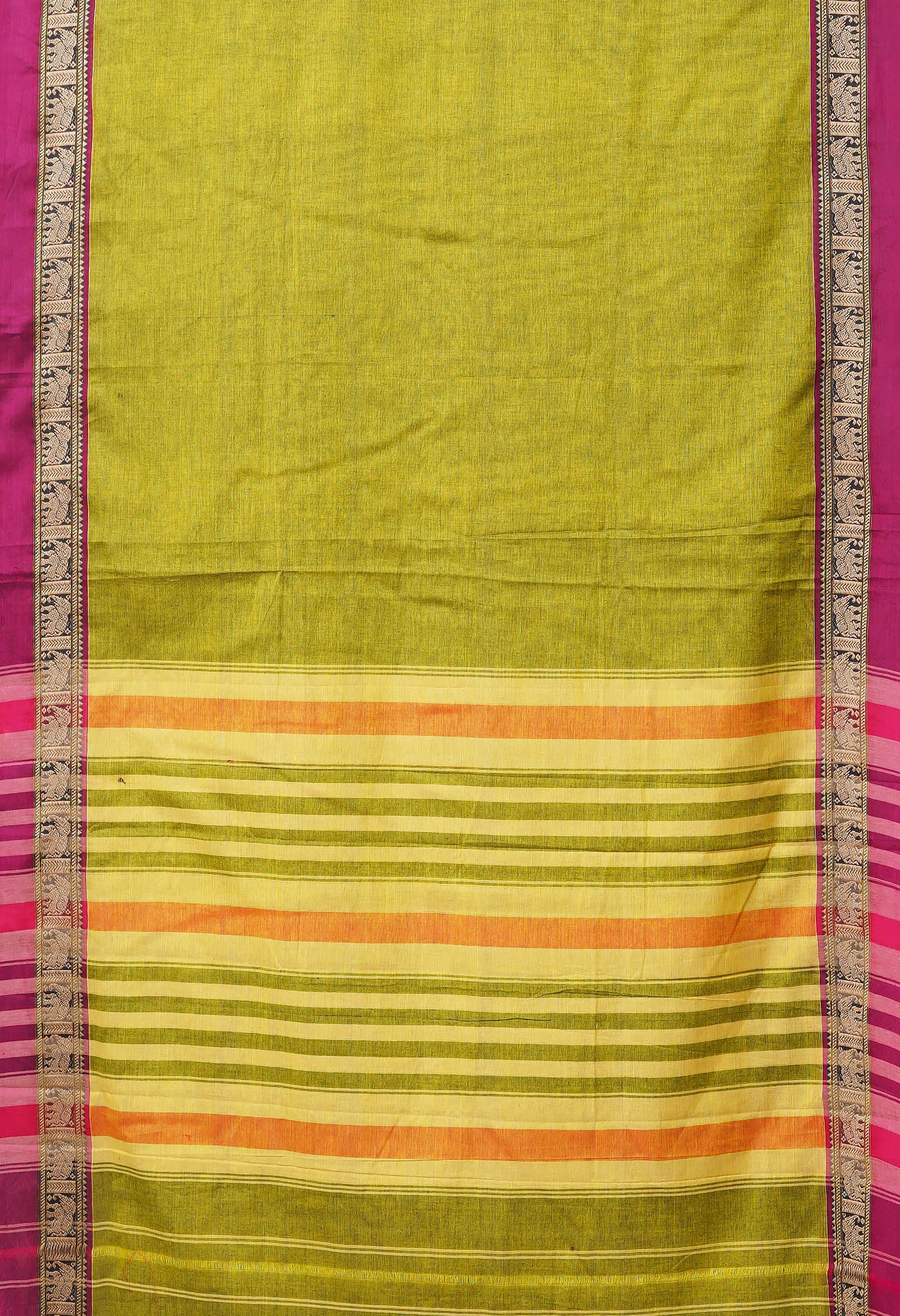 Green Pure Handloom Narayani Cotton Saree-UNM78373