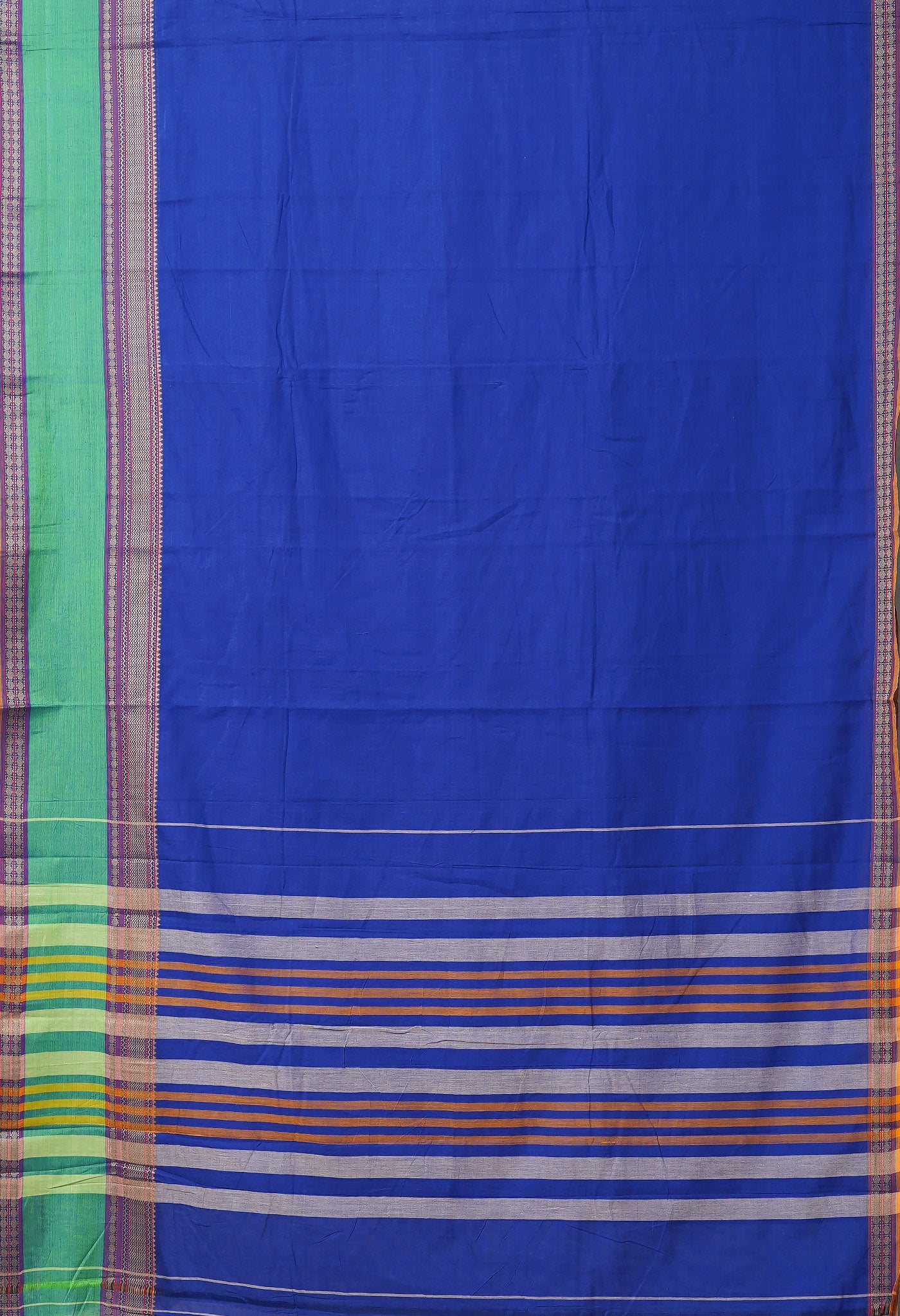 Dark Blue Pure Handloom Narayani Cotton Saree-UNM78376