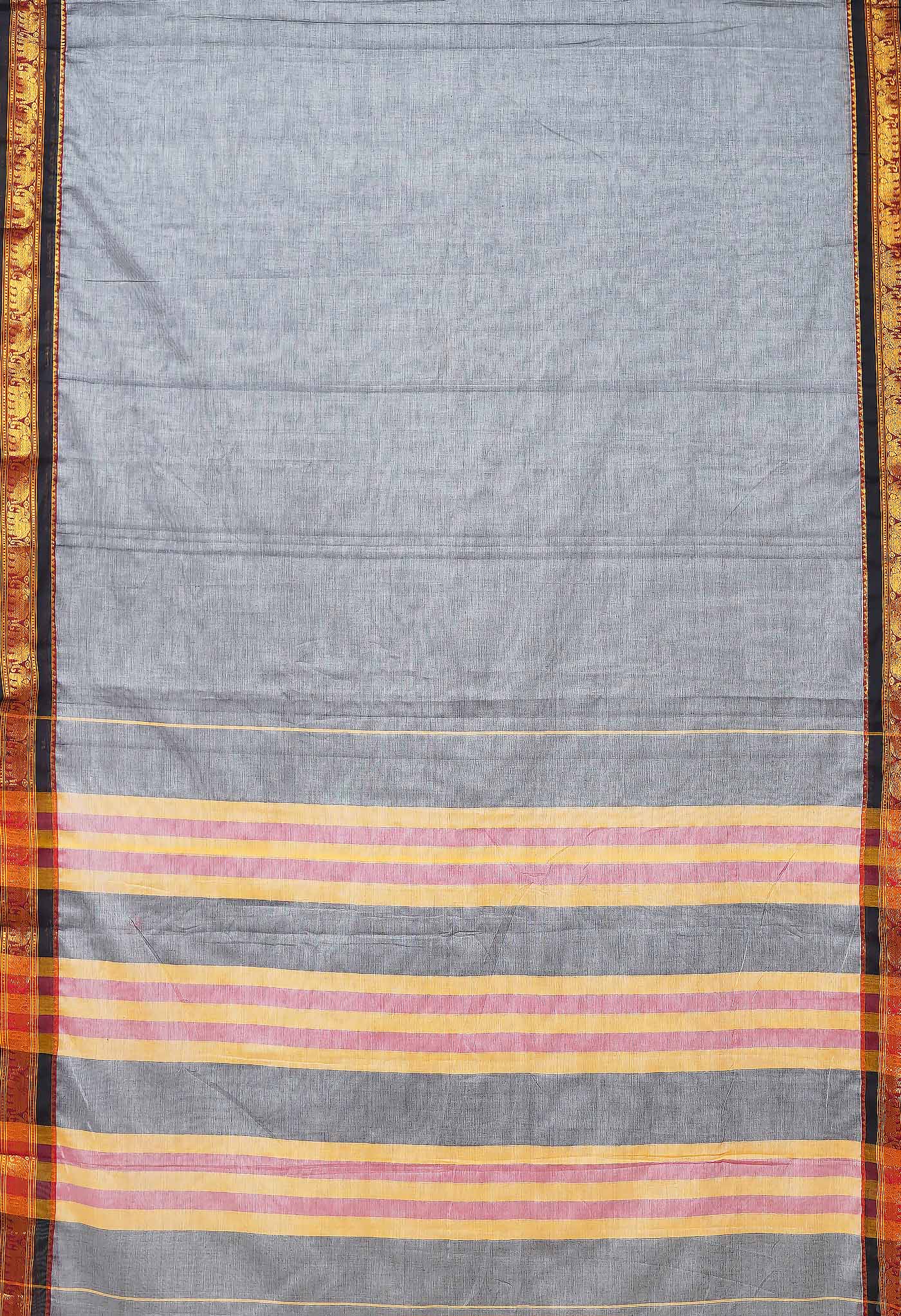 Grey Pure Handloom Narayani Cotton Saree-UNM78573