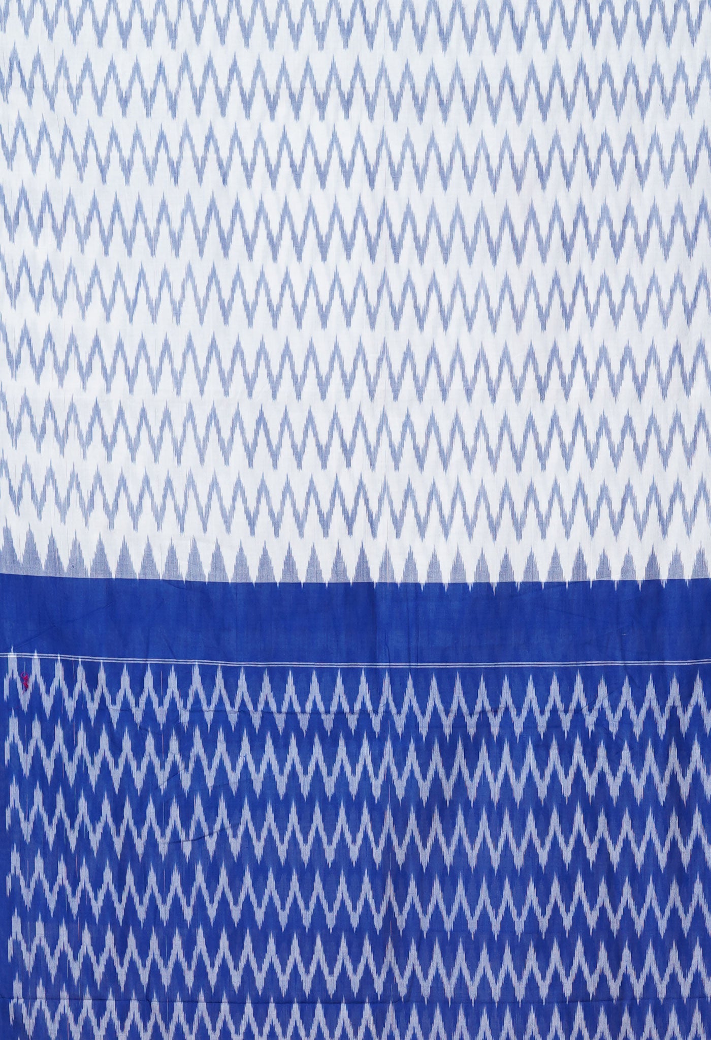 White-Blue Pure Pochampally Mercerized Cotton Saree-UNM78821