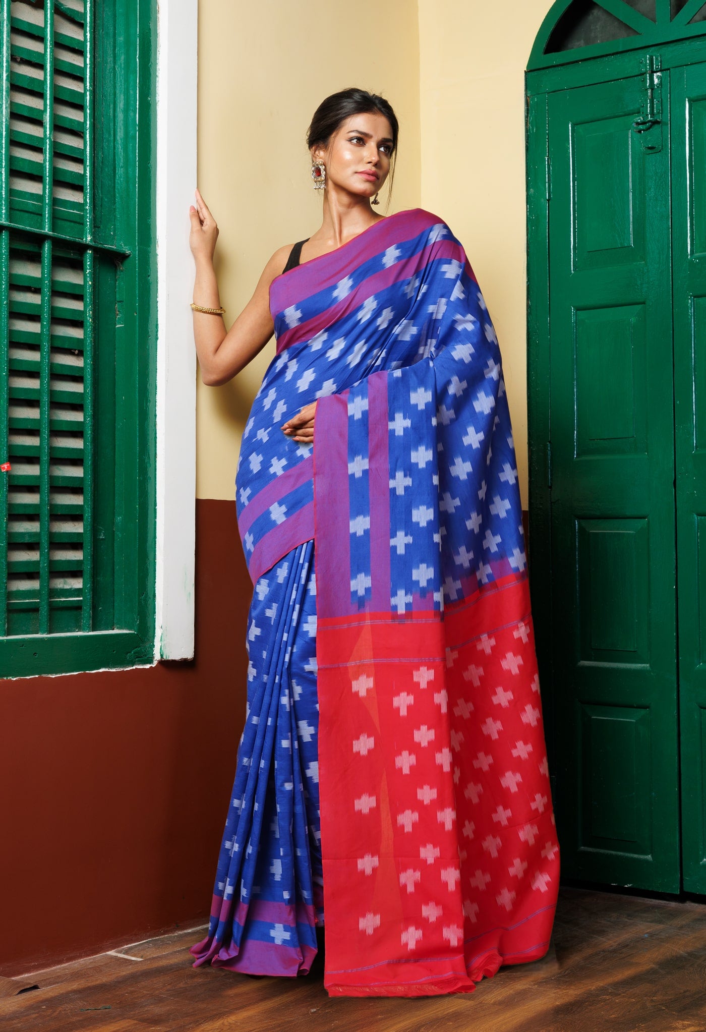 Blue Pure Pochampally Mercerized Cotton Saree-UNM78828