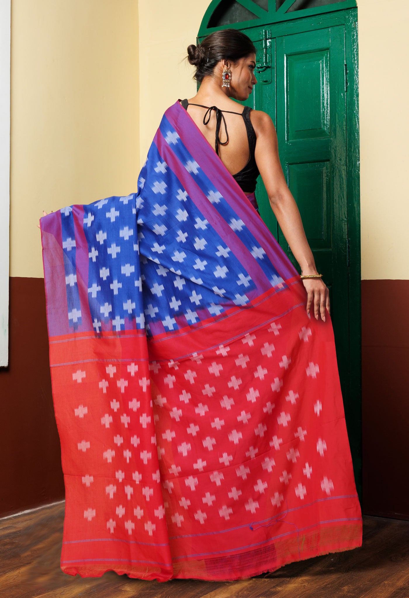 Blue Pure Pochampally Mercerized Cotton Saree-UNM78828