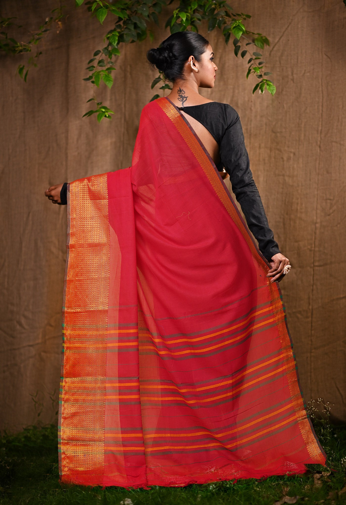 Red Pure Handloom Narayani Cotton Saree-UNM78864