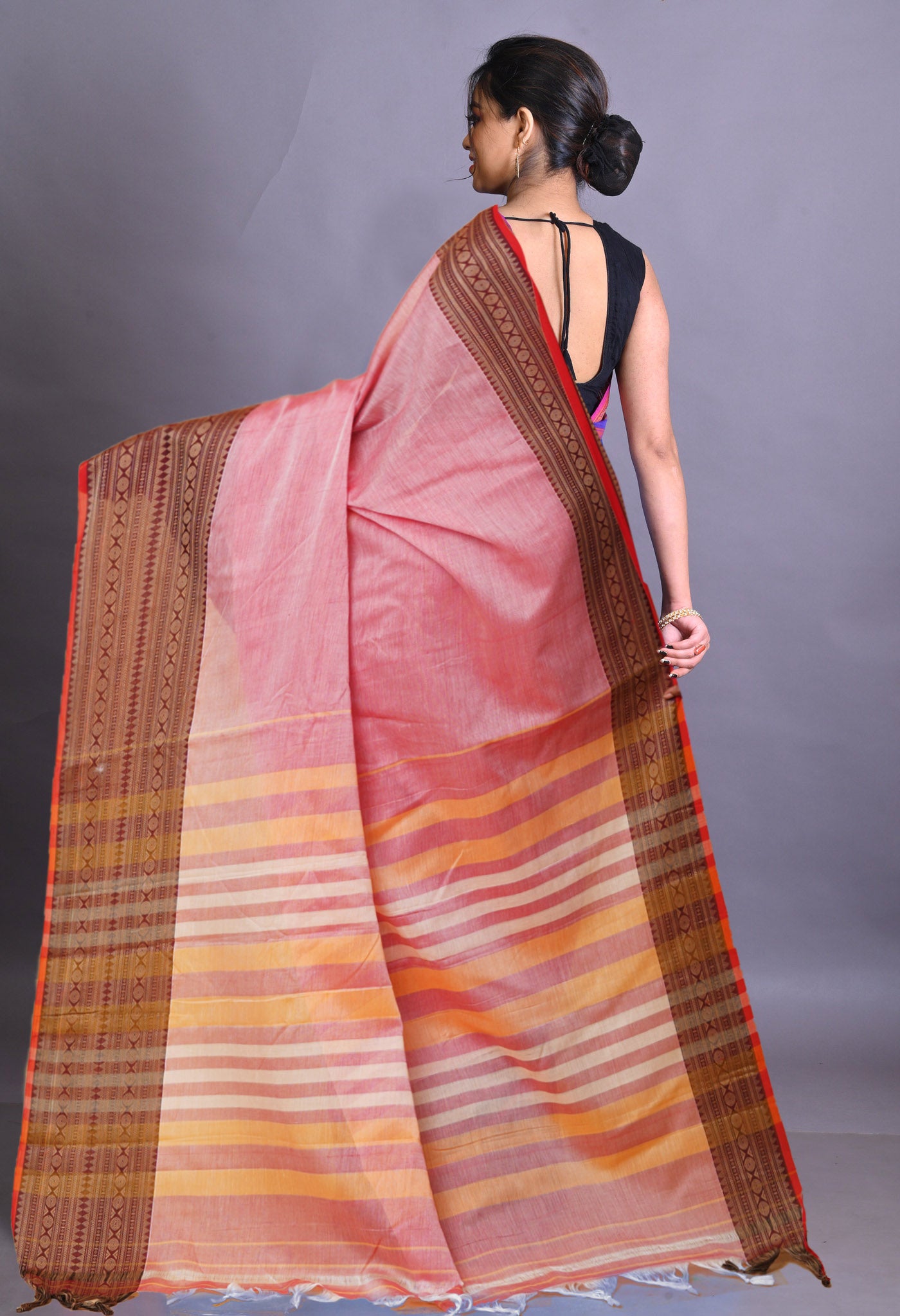 Pink Pure Handloom Narayani Cotton Saree-UNM78894