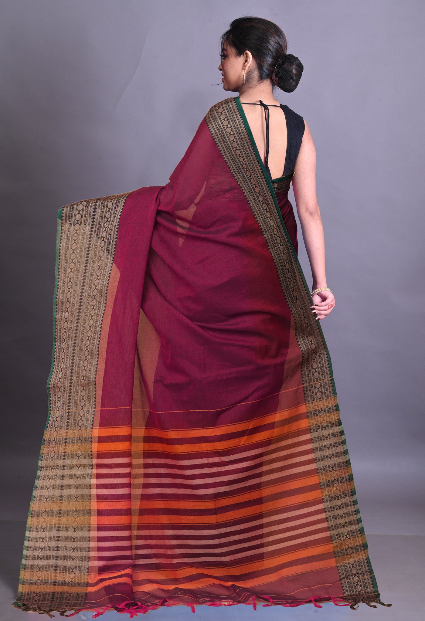 Pink Pure Handloom Narayani Cotton Saree-UNM78897