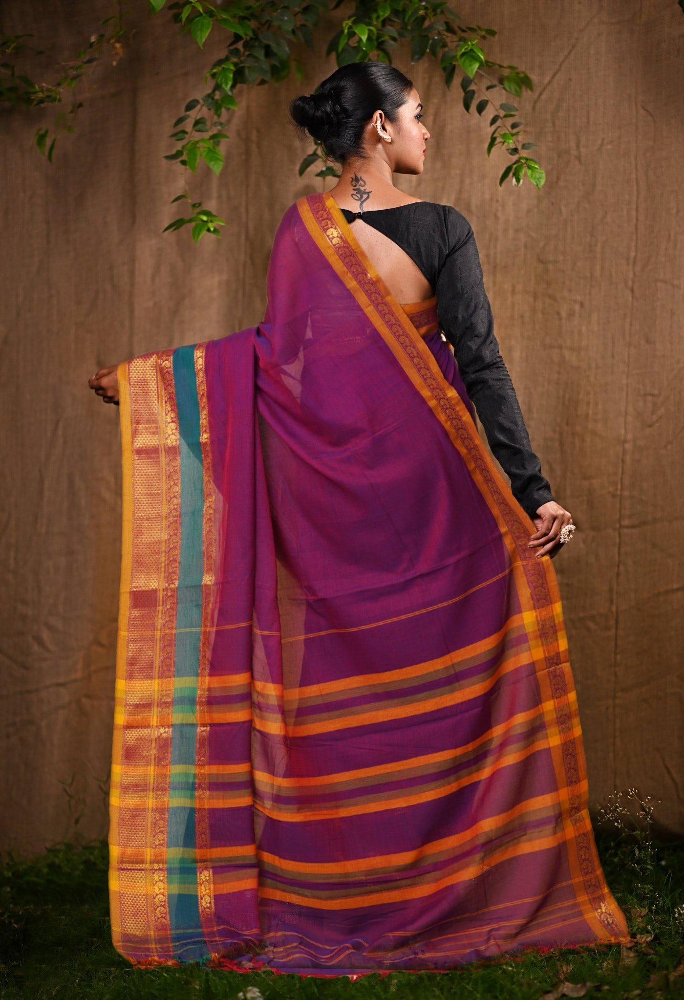 Purple Pure Handloom Narayani Cotton Saree-UNM79041