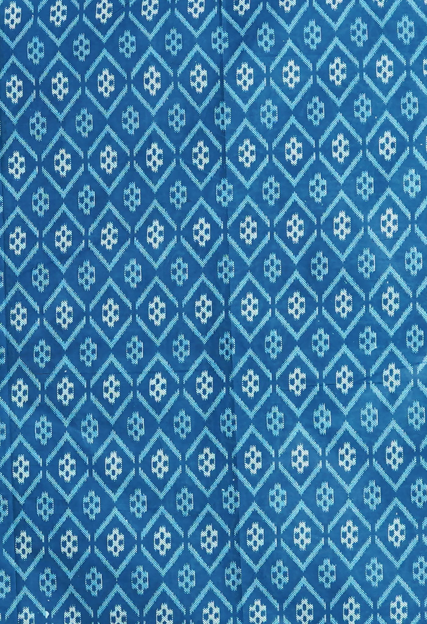 Blue Pure Hand Block Printed Soft Cotton Saree-UNM79352