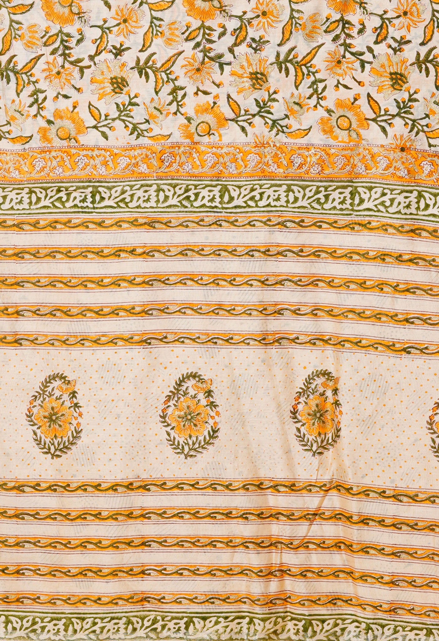 Orange Pure Hand Block Printed Chanderi Sico Saree-UNM79365