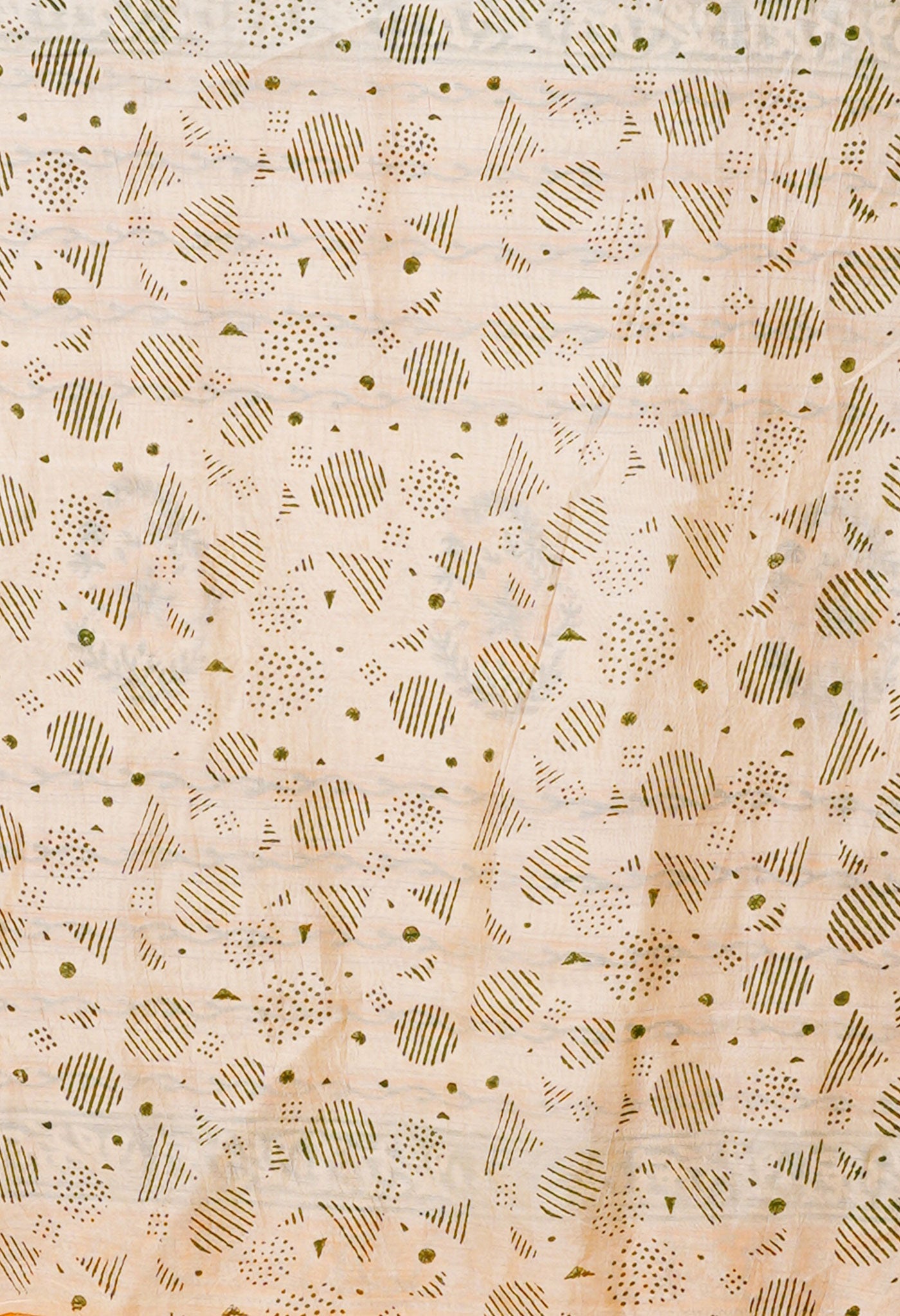 Orange Pure Hand Block Printed Chanderi Sico Saree-UNM79365