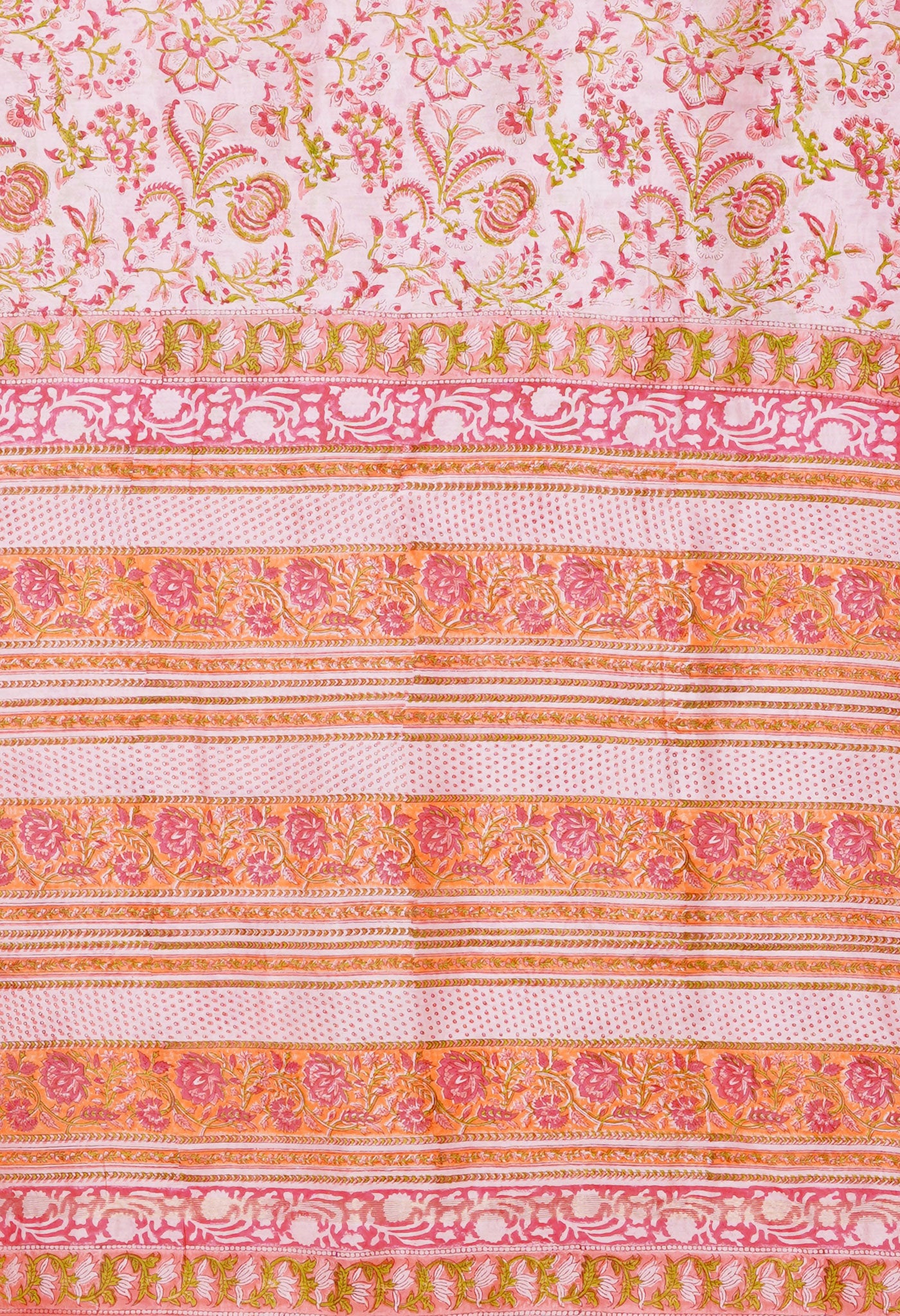 Pink Pure Hand Block Printed Chanderi Sico Saree-UNM79369