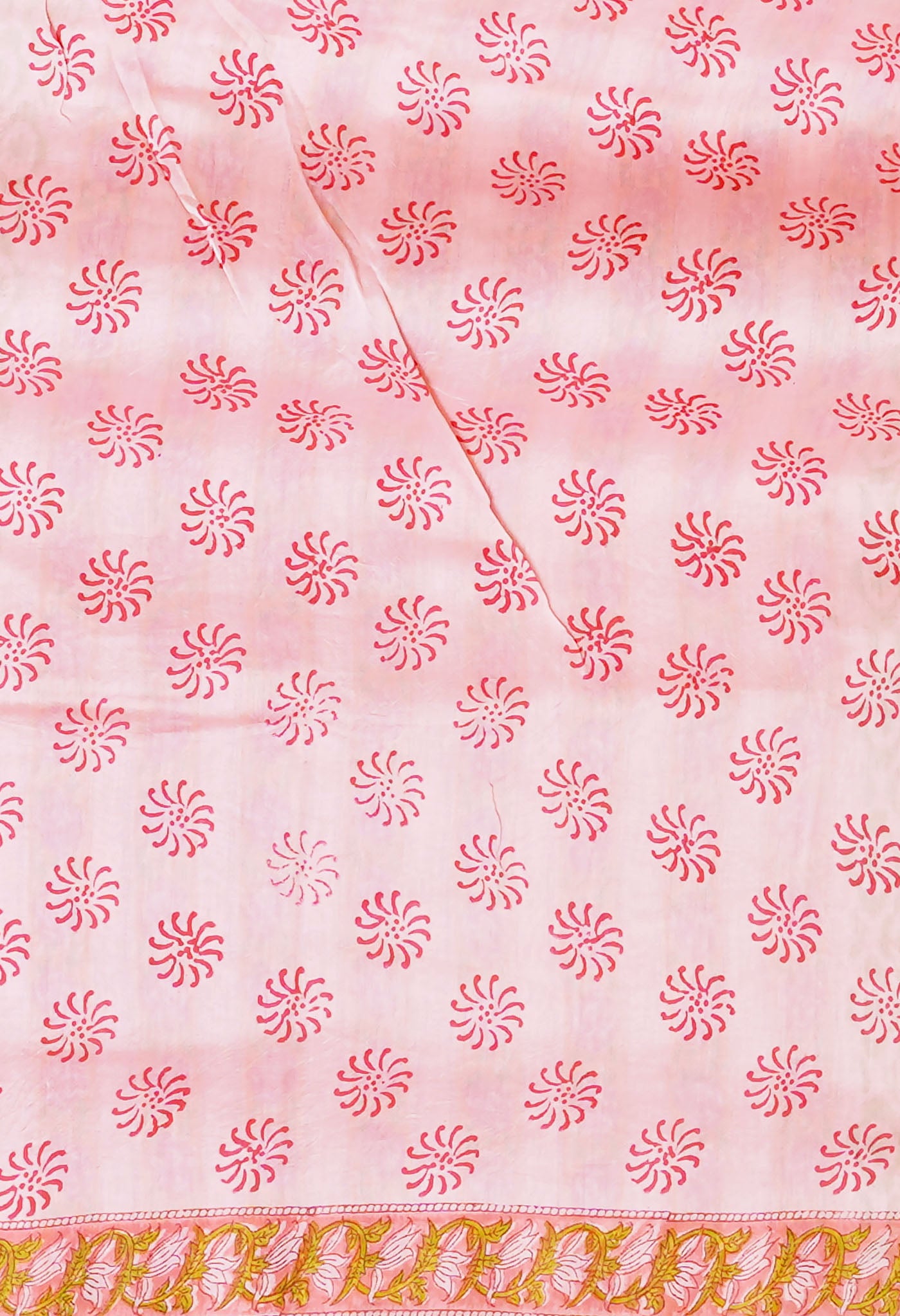 Pink Pure Hand Block Printed Chanderi Sico Saree-UNM79375