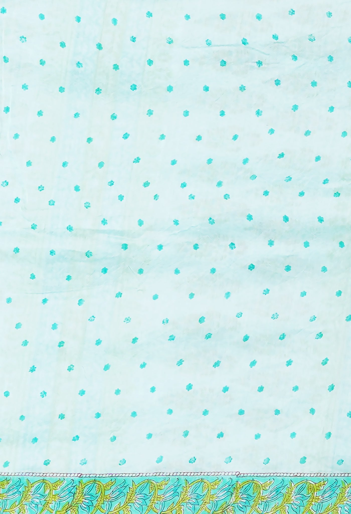 Turquoise Green Pure Hand Block Printed Chanderi Sico Saree-UNM79378