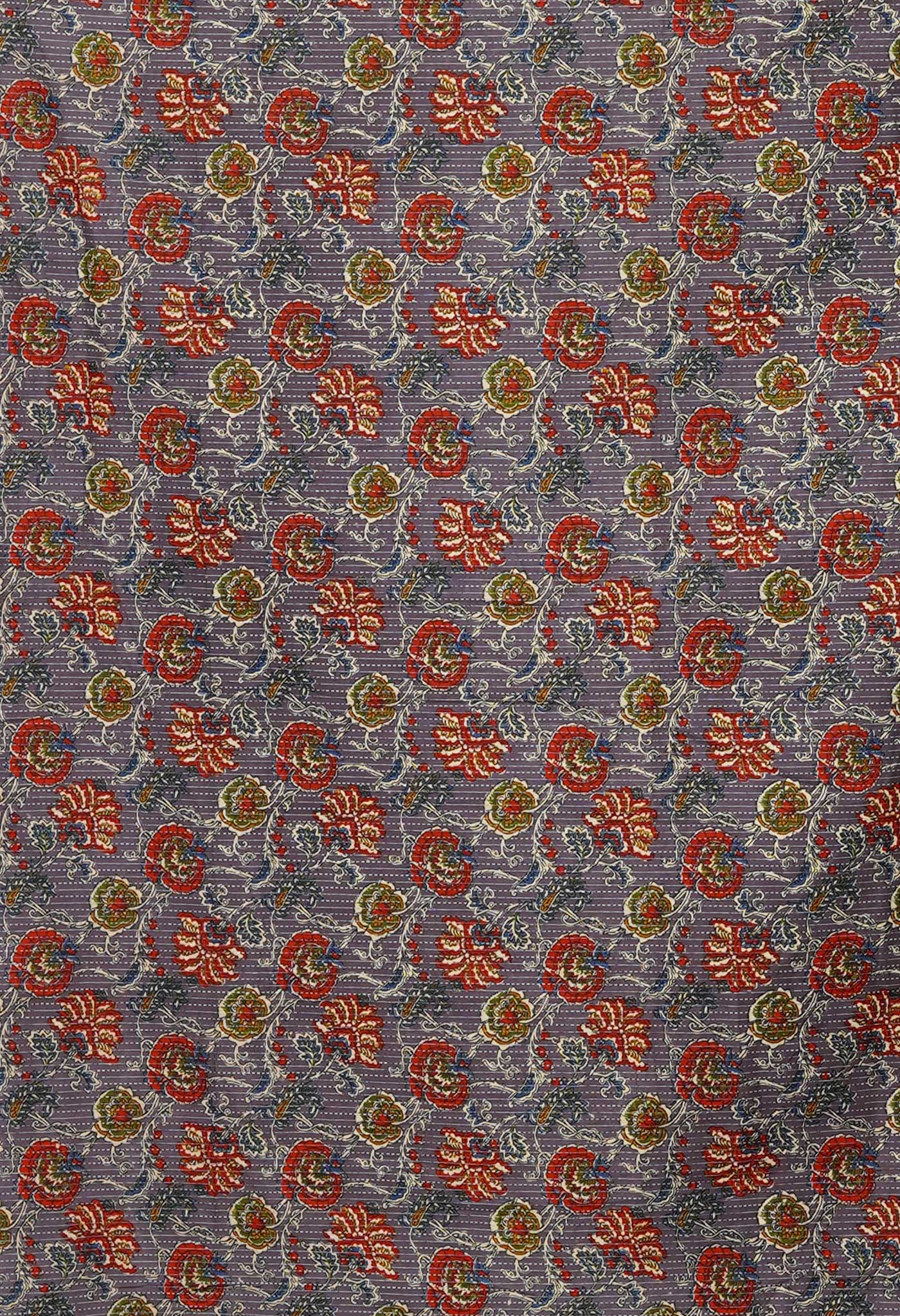 Grey Block Printed Supernet Saree-UNM79446