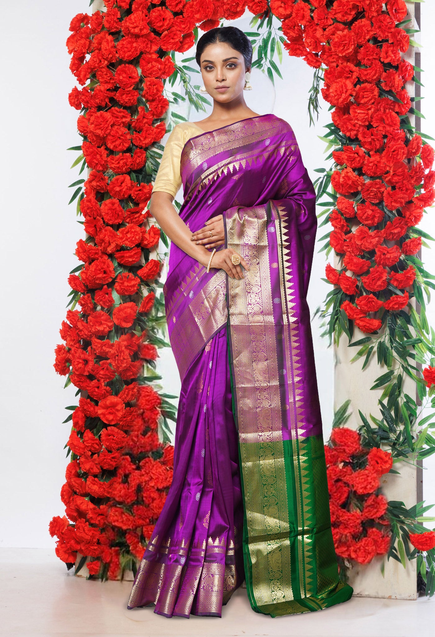 Dark Pink Pure Assam Silk Saree-UNM80704