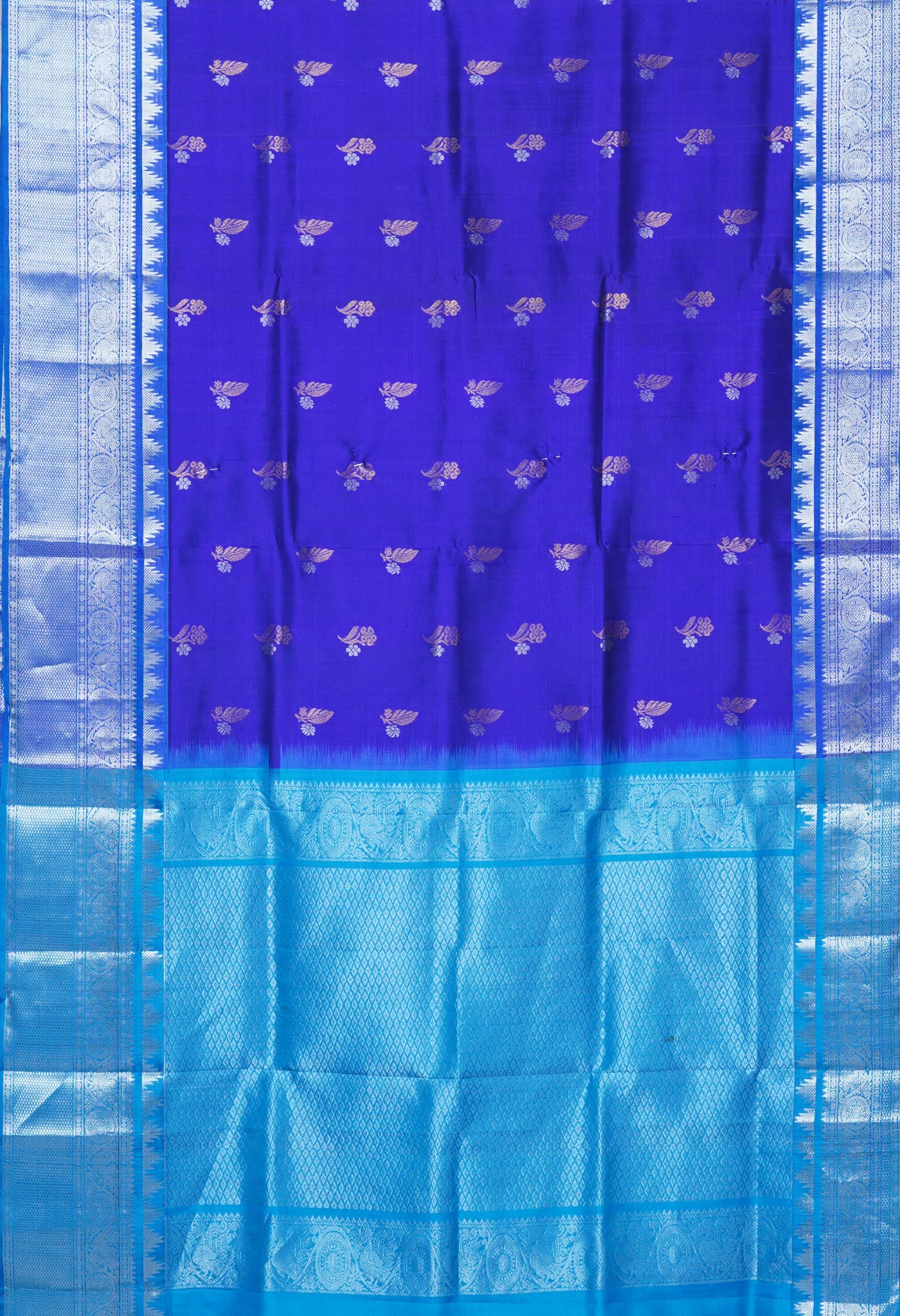 Dark Blue Pure Assam Silk Saree-UNM80711