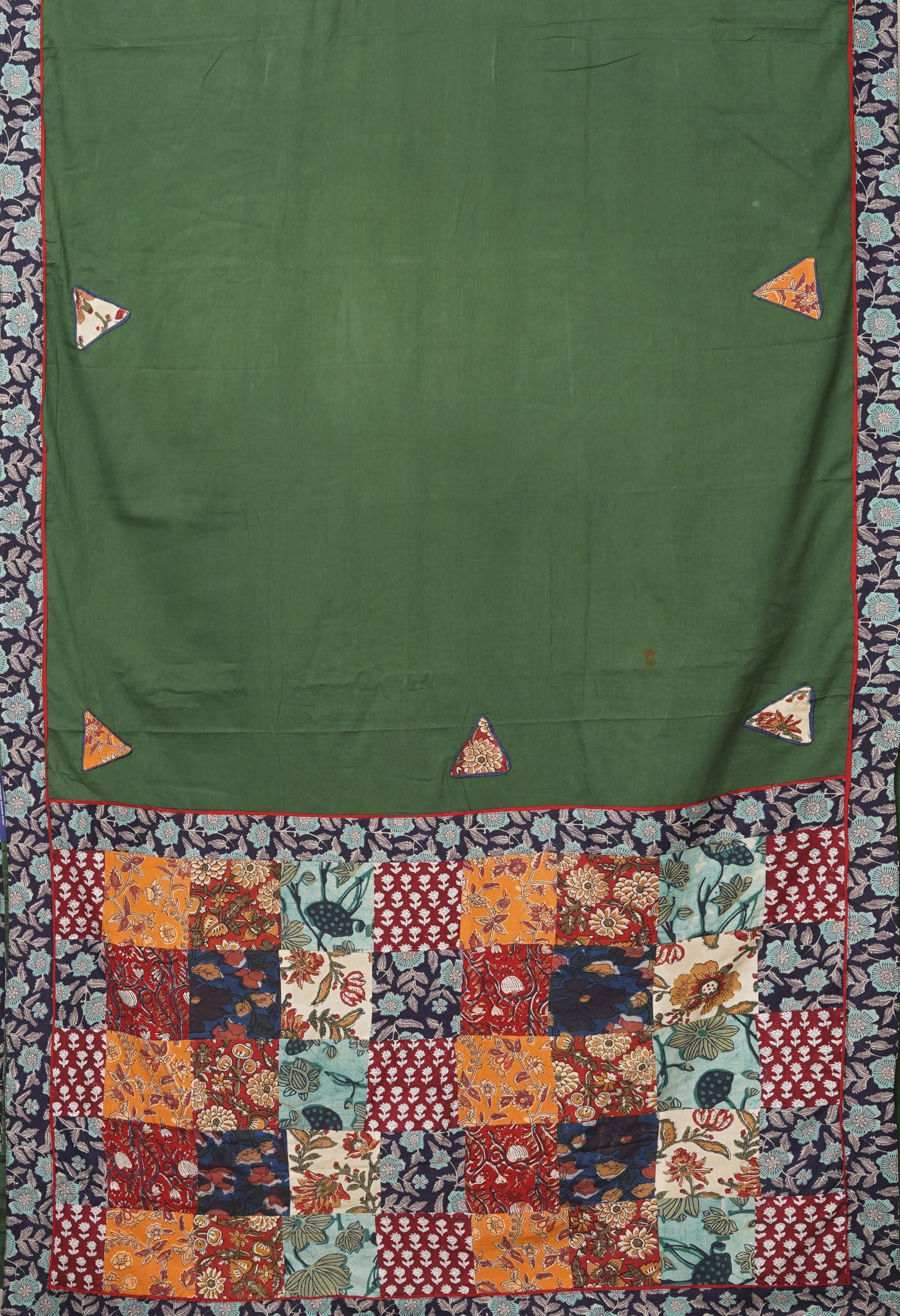 Green Pure Applique Work Mulmul Cotton Saree-UNM80755